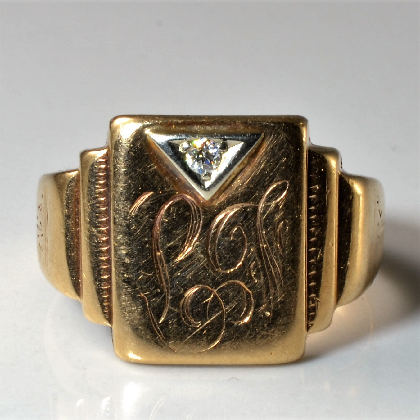 Solitaire Diamond Signet Ring | 0.02ct | SZ 8.5 |