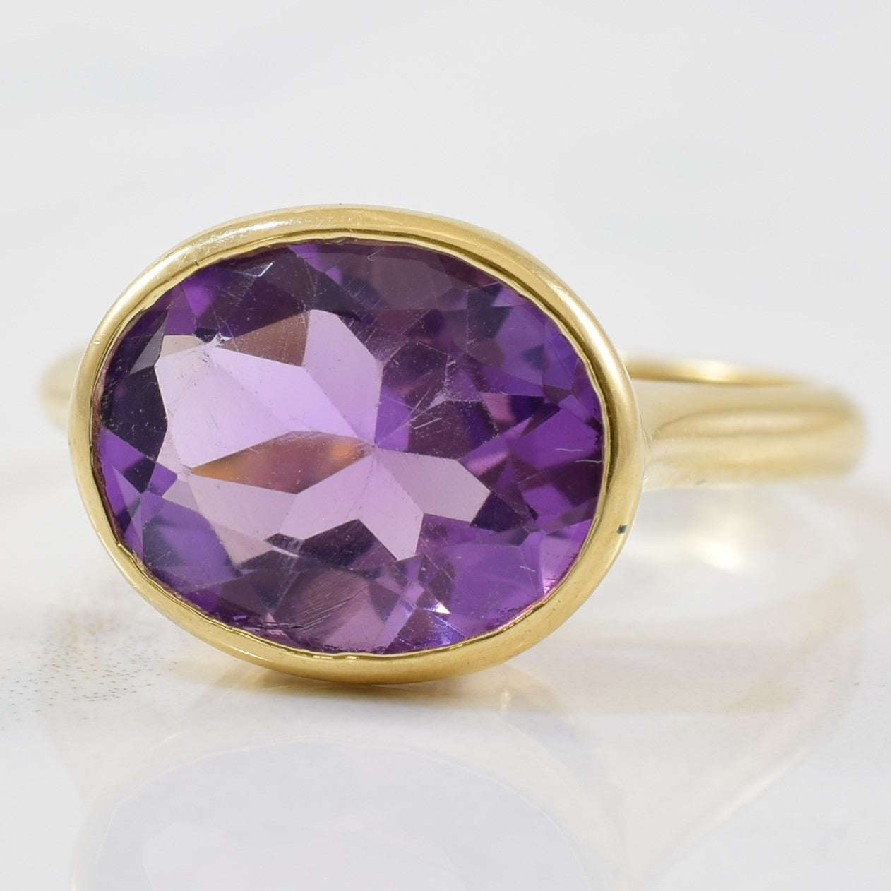 Bague solitaire en améthyste ovale | 4,23 ct | Taille 8 |