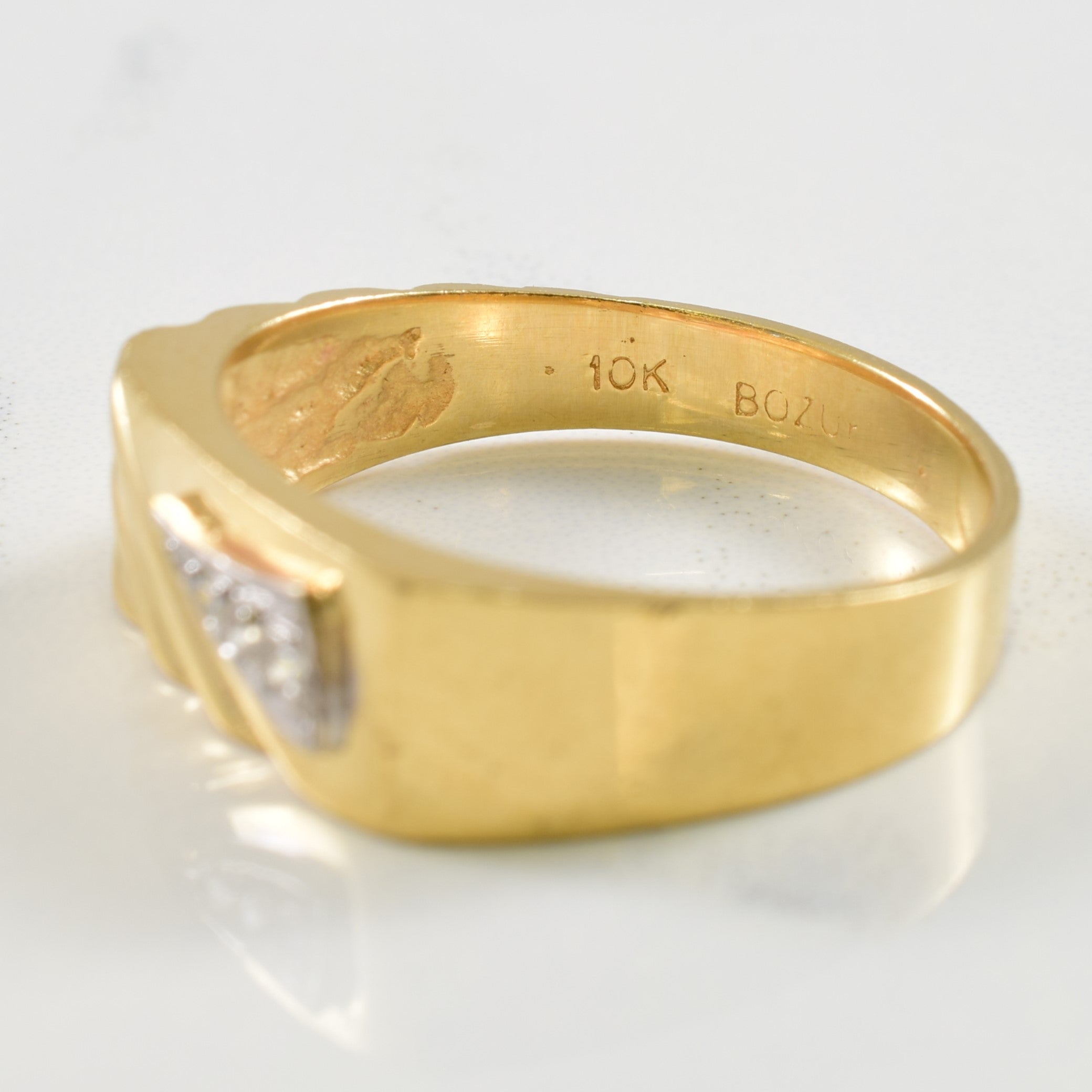 Diamond Textured Flat Edge Ring | 0.03ctw | SZ 7.75 |