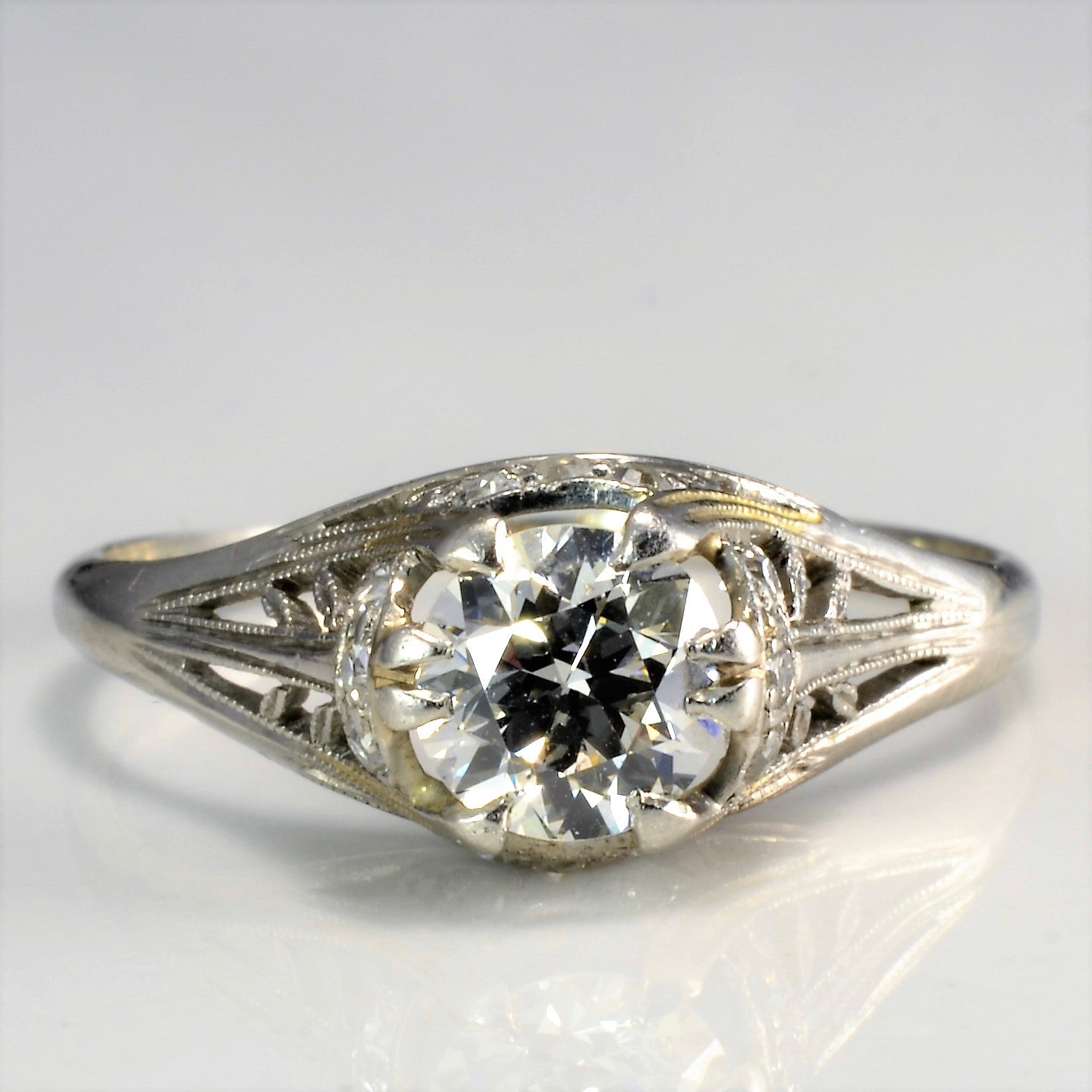 Art Deco Platinum Diamond Ring | 0.79 ctw, SZ 7.5 |
