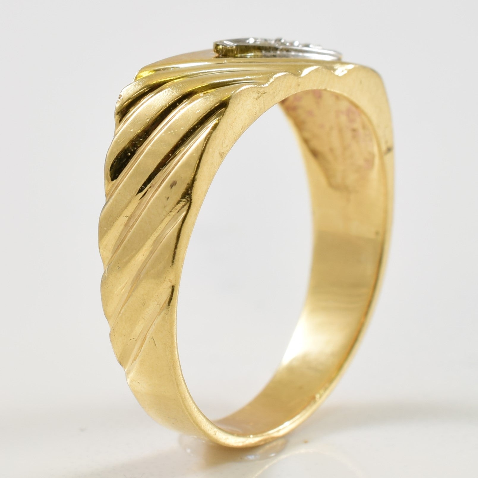 Diamond Textured Flat Edge Ring | 0.03ctw | SZ 7.75 |