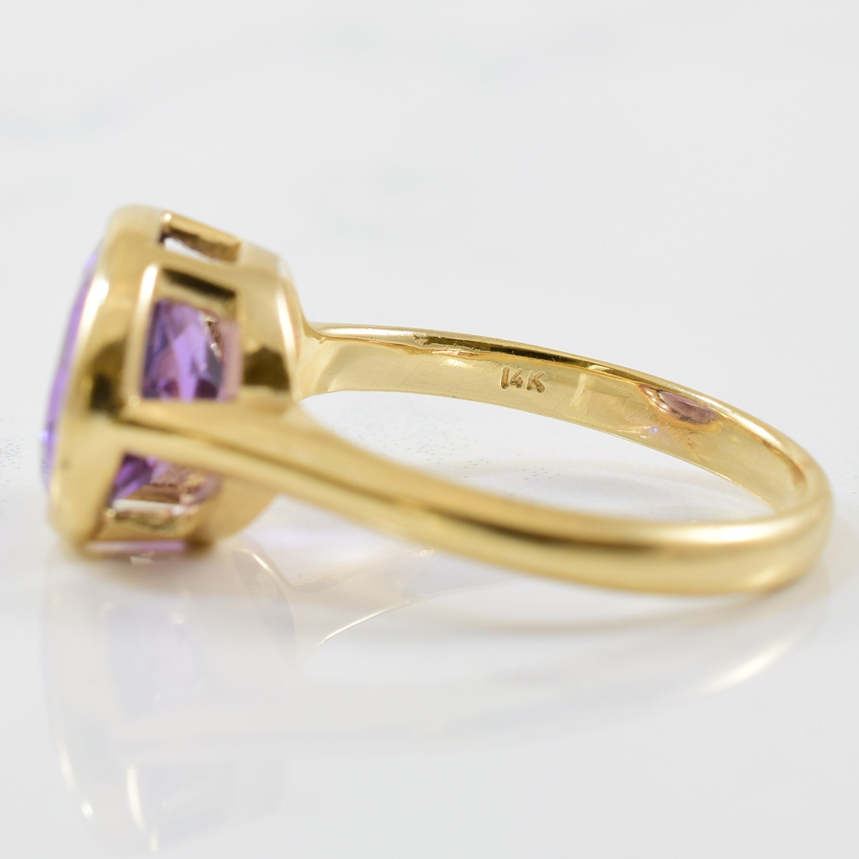 Bague solitaire en améthyste ovale | 4,23 ct | Taille 8 |
