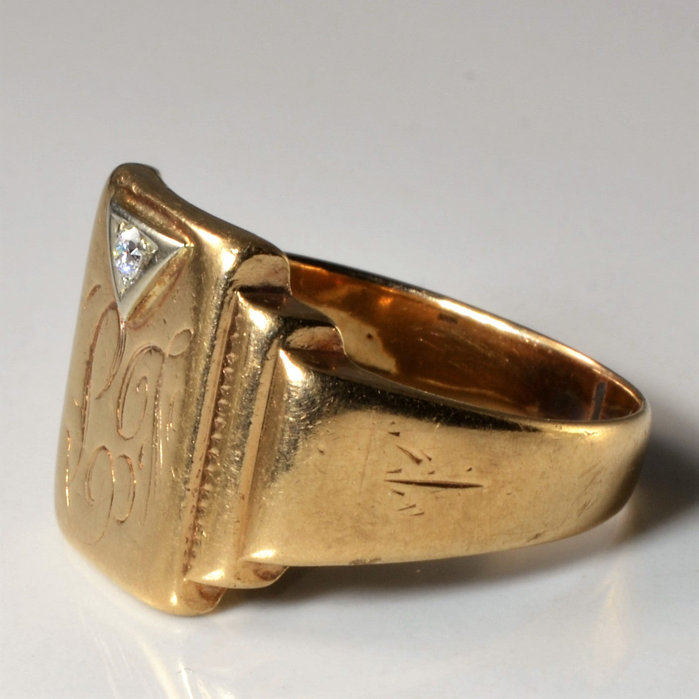 Solitaire Diamond Signet Ring | 0.02ct | SZ 8.5 |