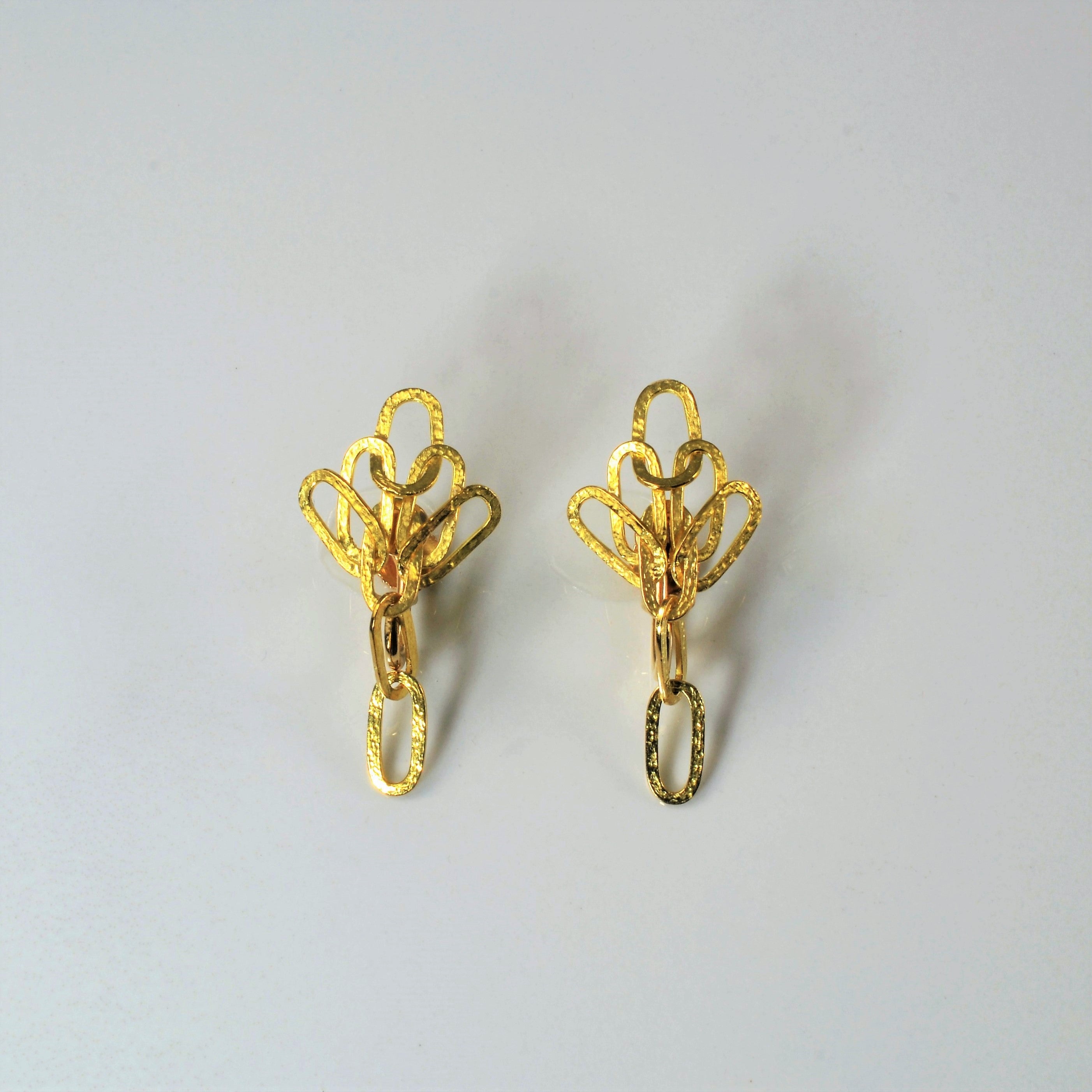 14k Yellow Gold Screw-Back Drop Earrings
