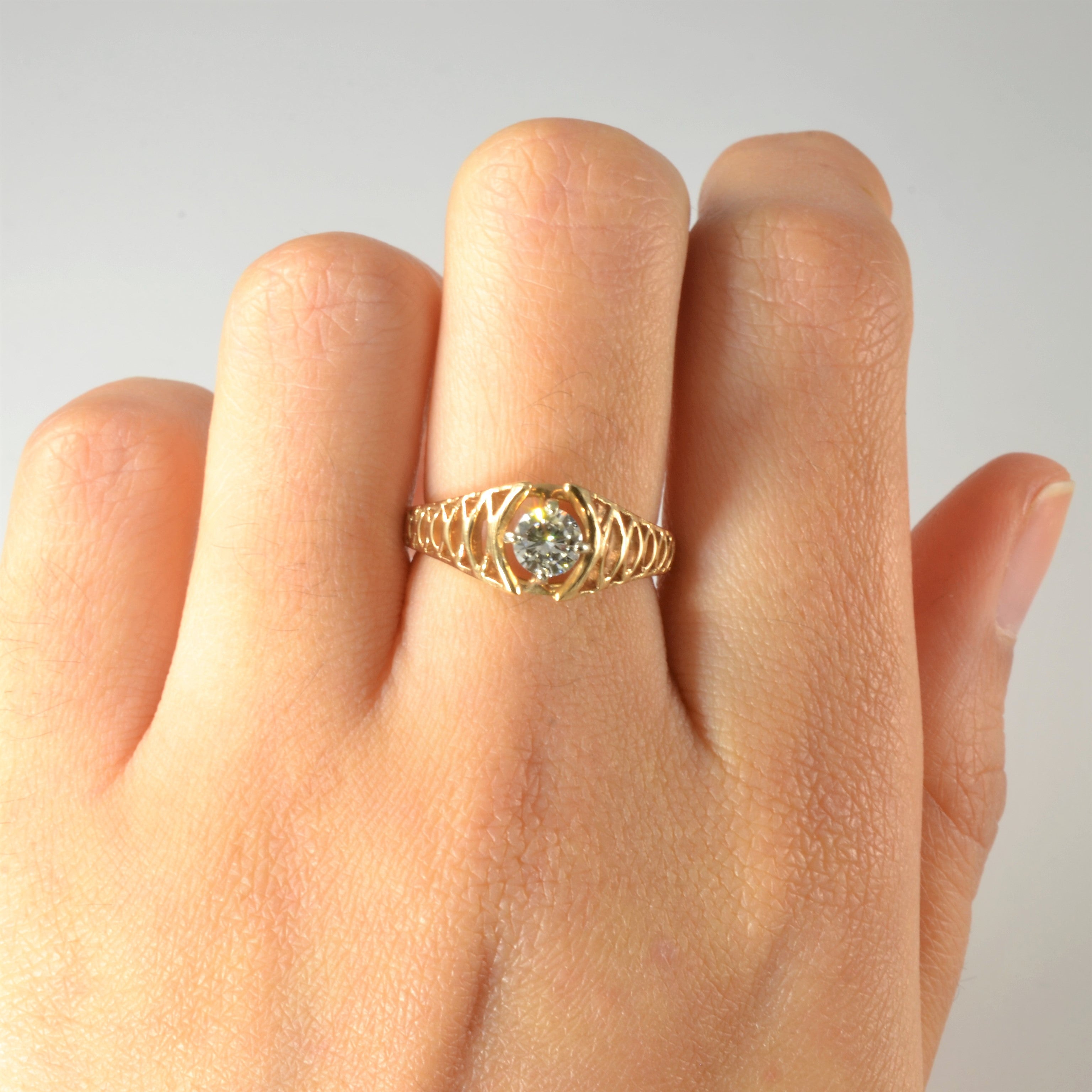 Open Work Diamond Solitaire Ring | 0.35ct | SZ 5.75 |
