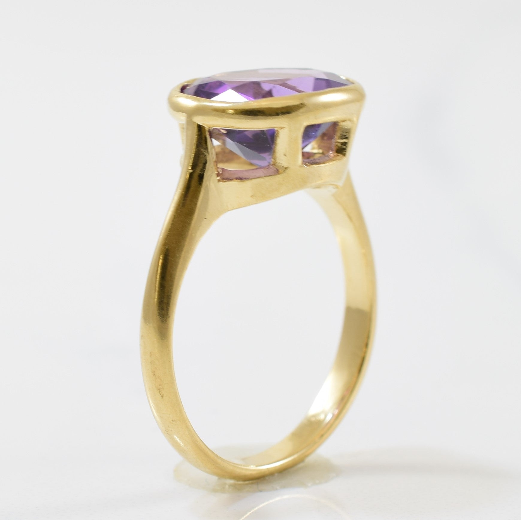Bague solitaire en améthyste ovale | 4,23 ct | Taille 8 |