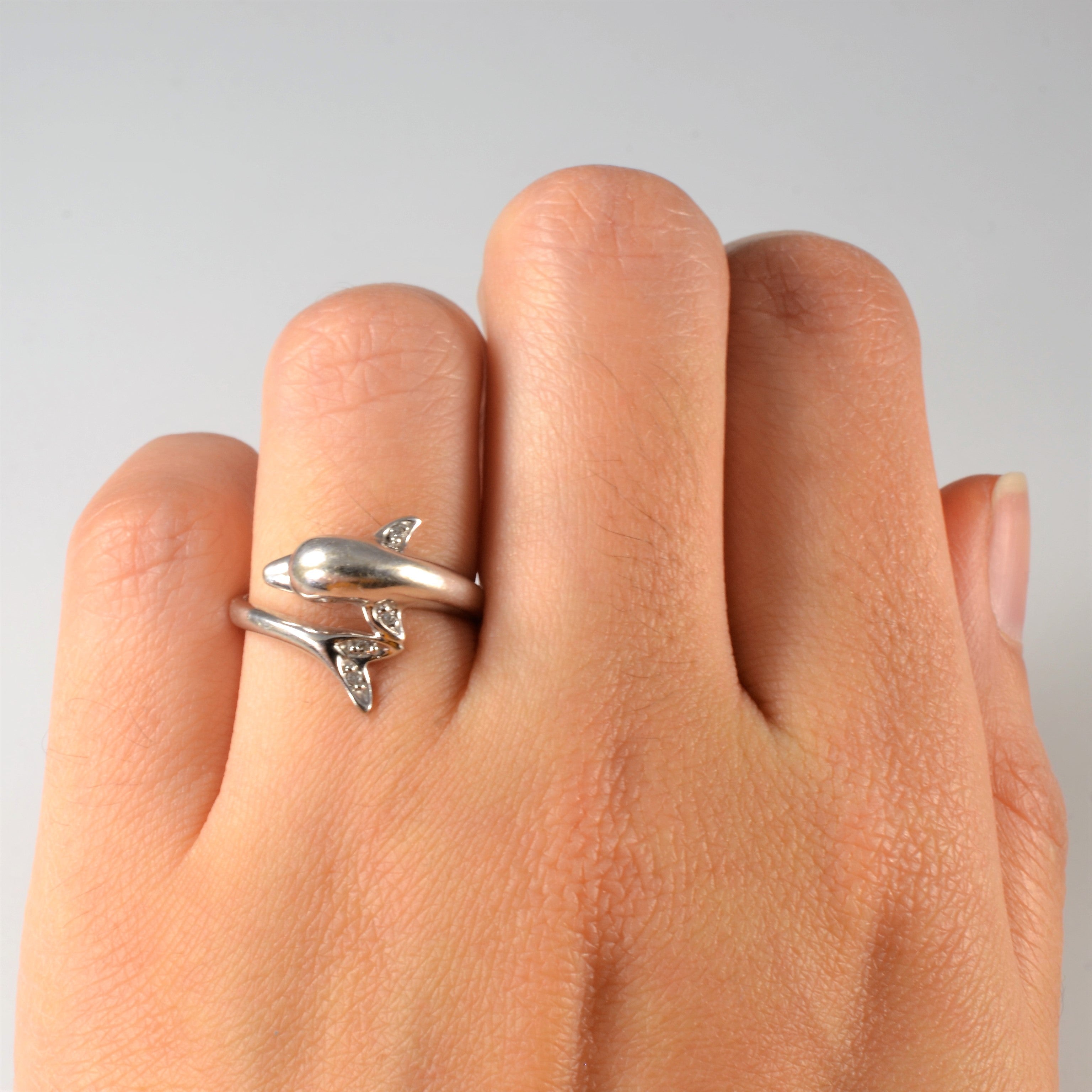 Diamond Dolphin Bypass Ring | 0.02ctw | SZ 5.75 |