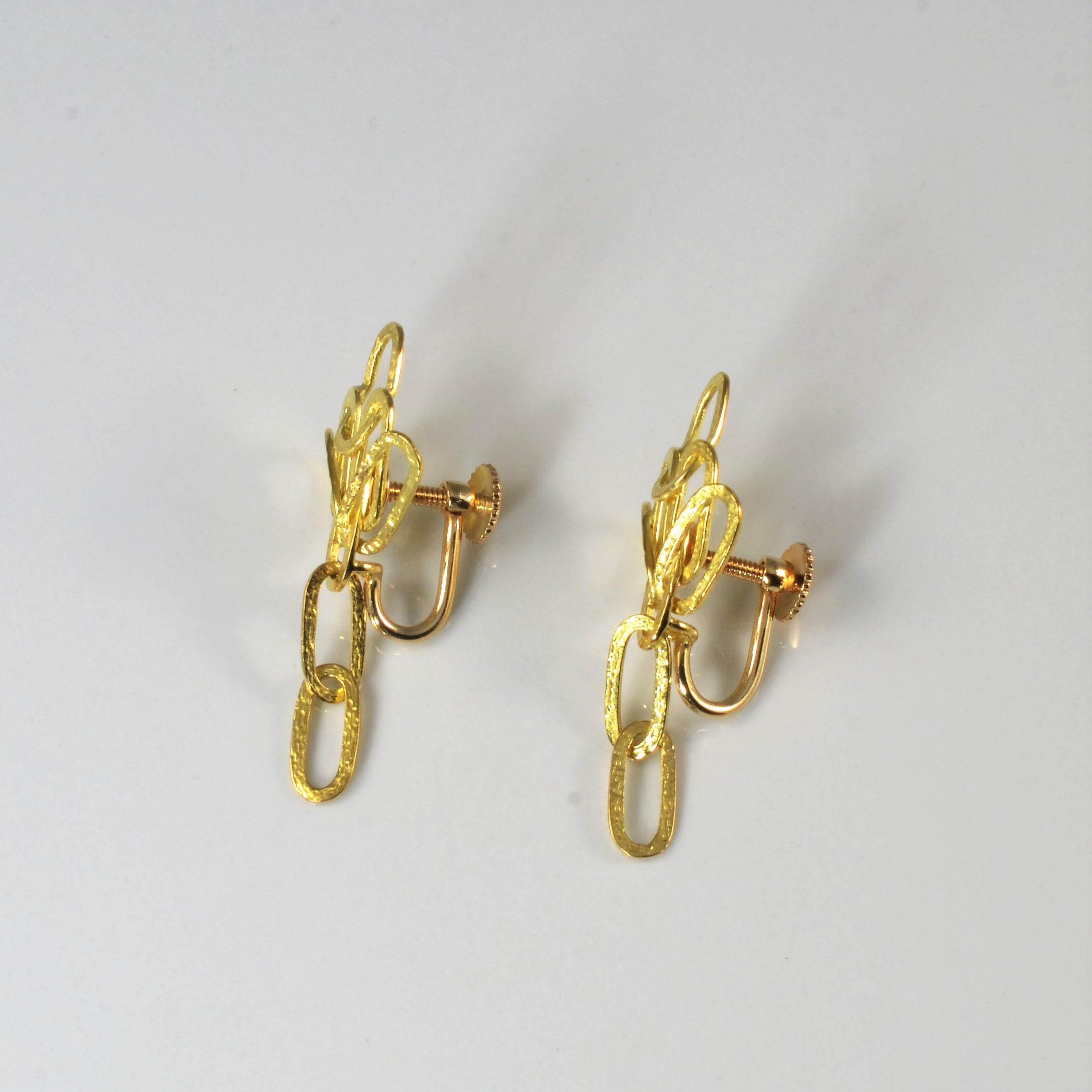 14k Yellow Gold Screw-Back Drop Earrings