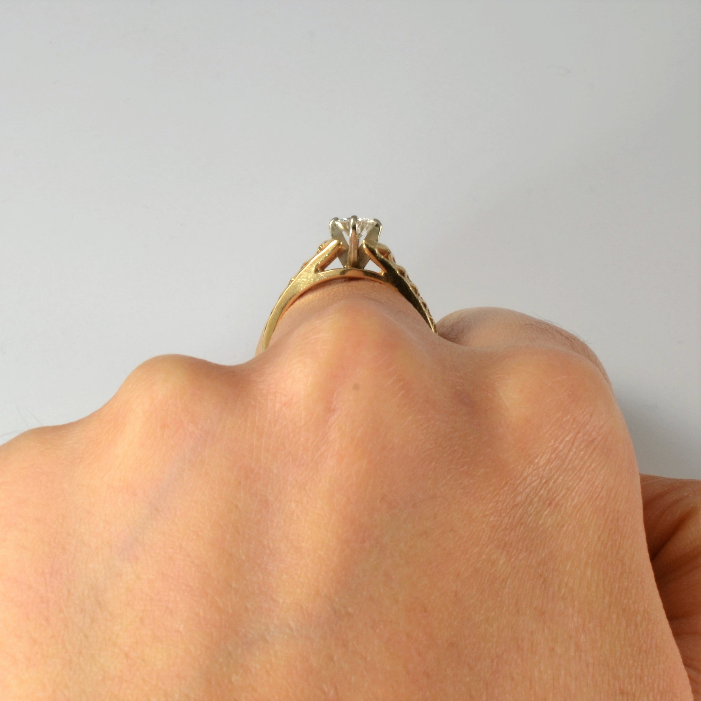 Open Work Diamond Solitaire Ring | 0.35ct | SZ 5.75 |