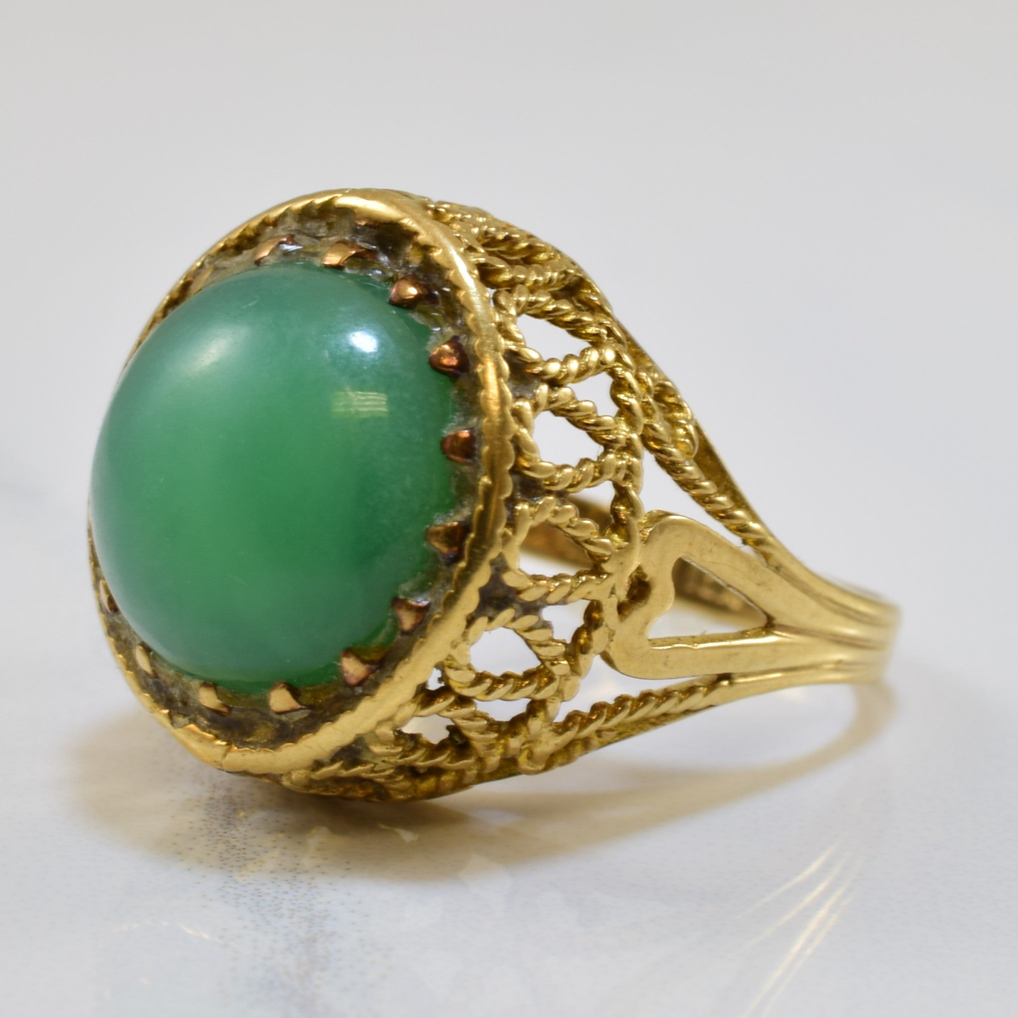 Filigree Chrysoprase Cocktail Ring | 4.75ct | SZ 6 |