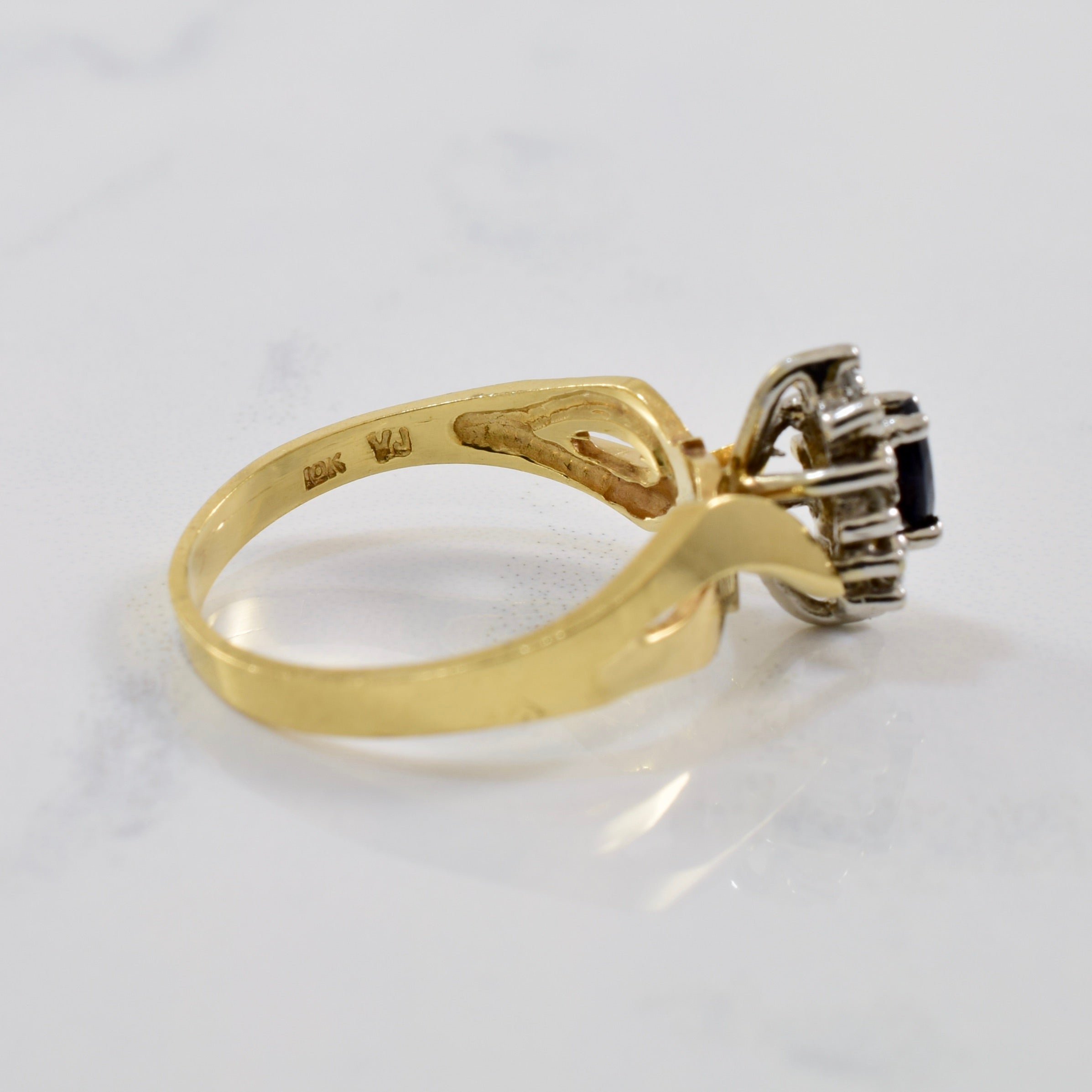 Diamond Halo Marquise Sapphire Ring | 0.04ctw, 0.08ctw | SZ 6 |