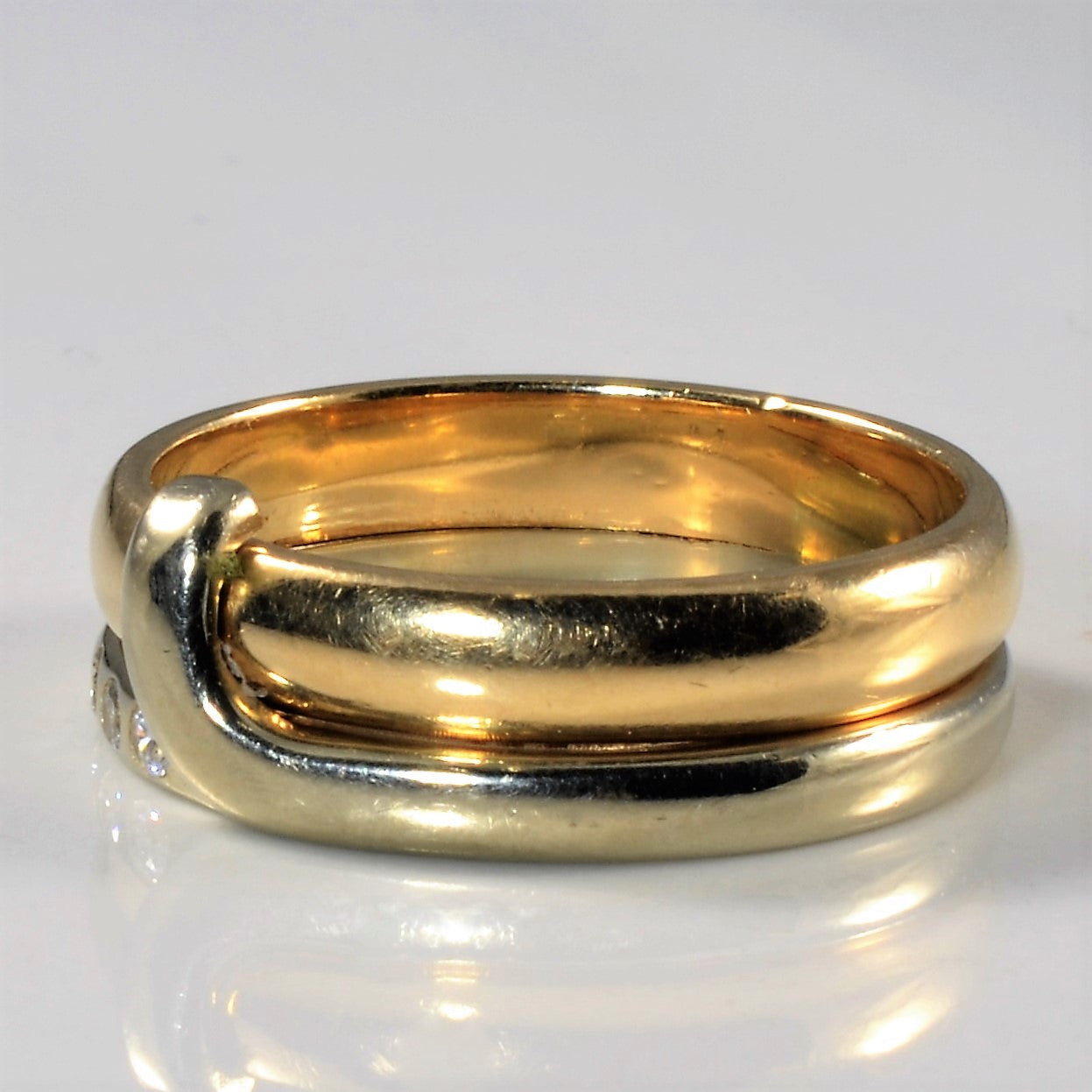 Two Tone Overlay Diamond Band | 0.09ctw | SZ 9.75 |