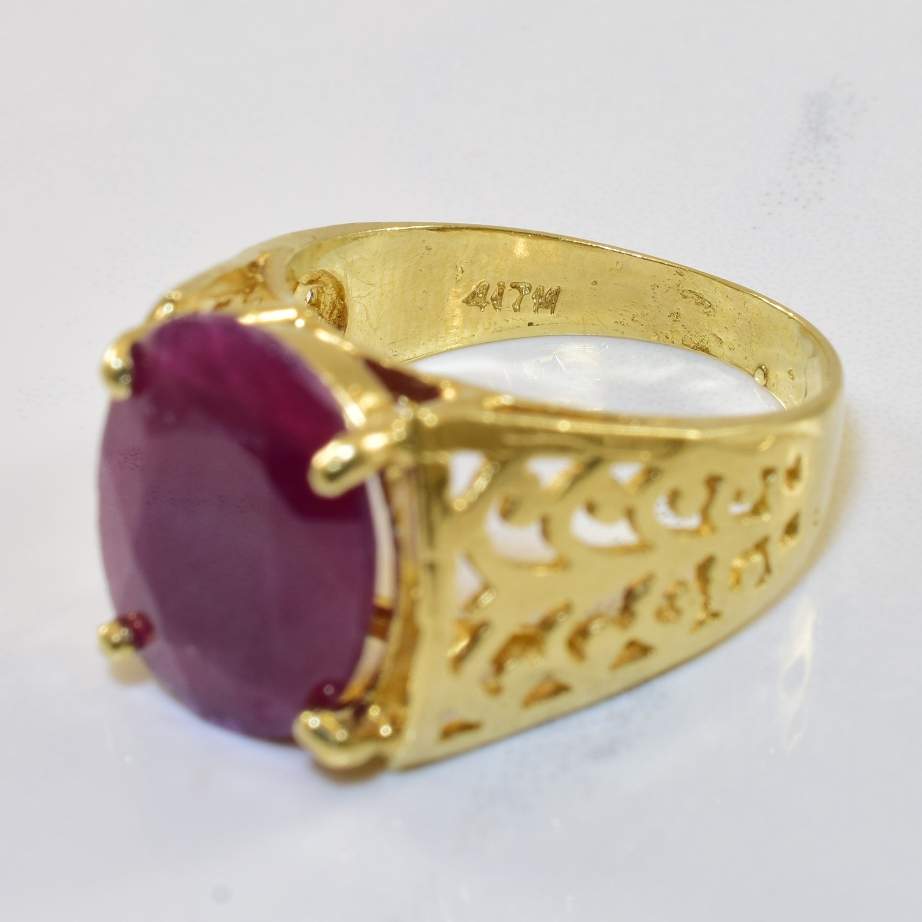 Solitaire Glass-Filled Ruby Filigree Ring | 7.00ct | SZ 7.25 |
