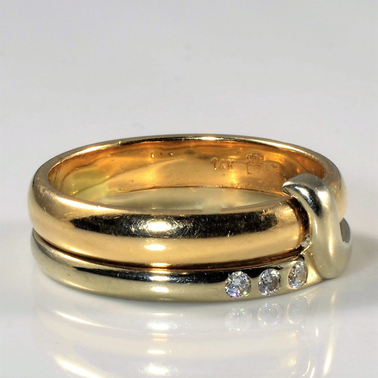 Two Tone Overlay Diamond Band | 0.09ctw | SZ 9.75 |