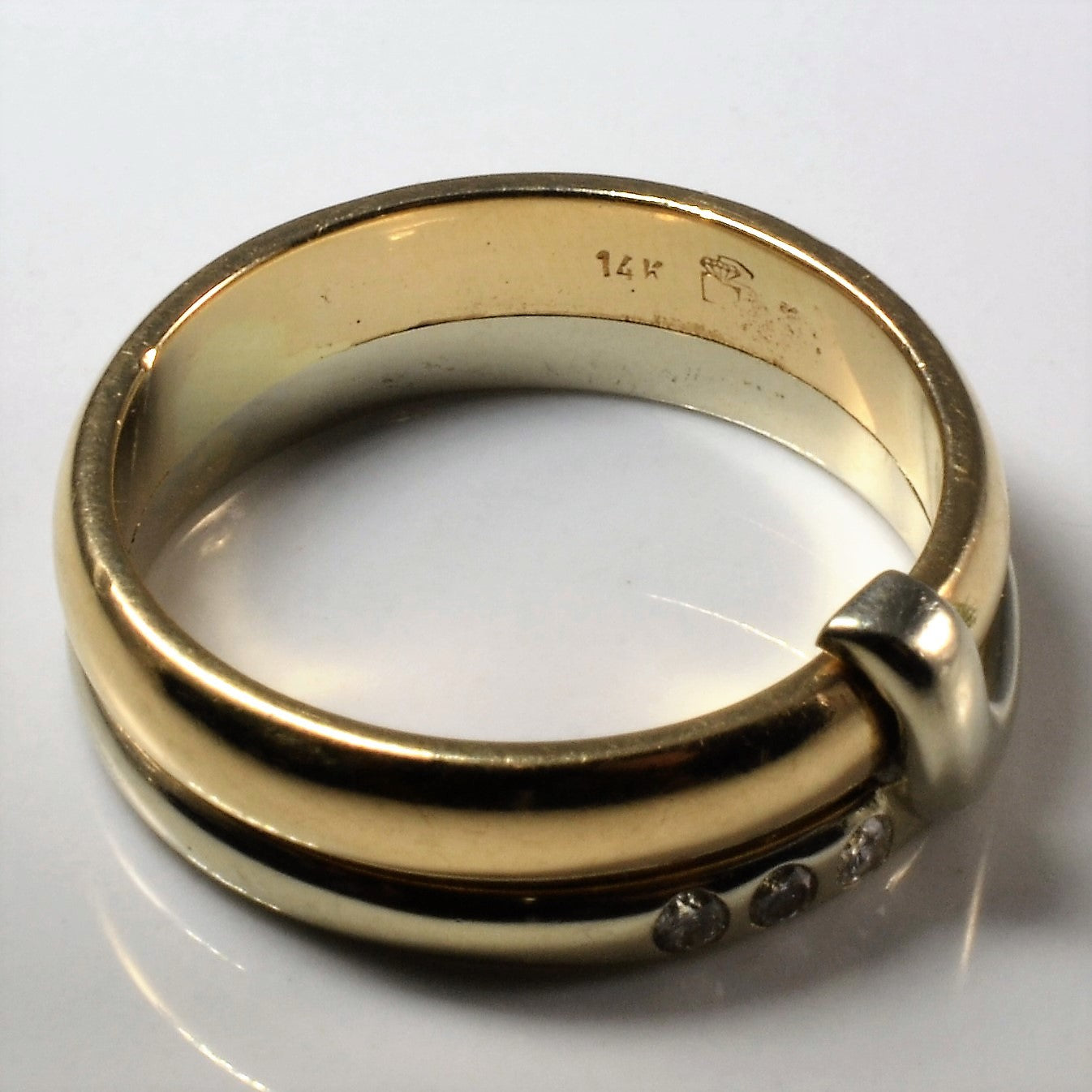 Two Tone Overlay Diamond Band | 0.09ctw | SZ 9.75 |