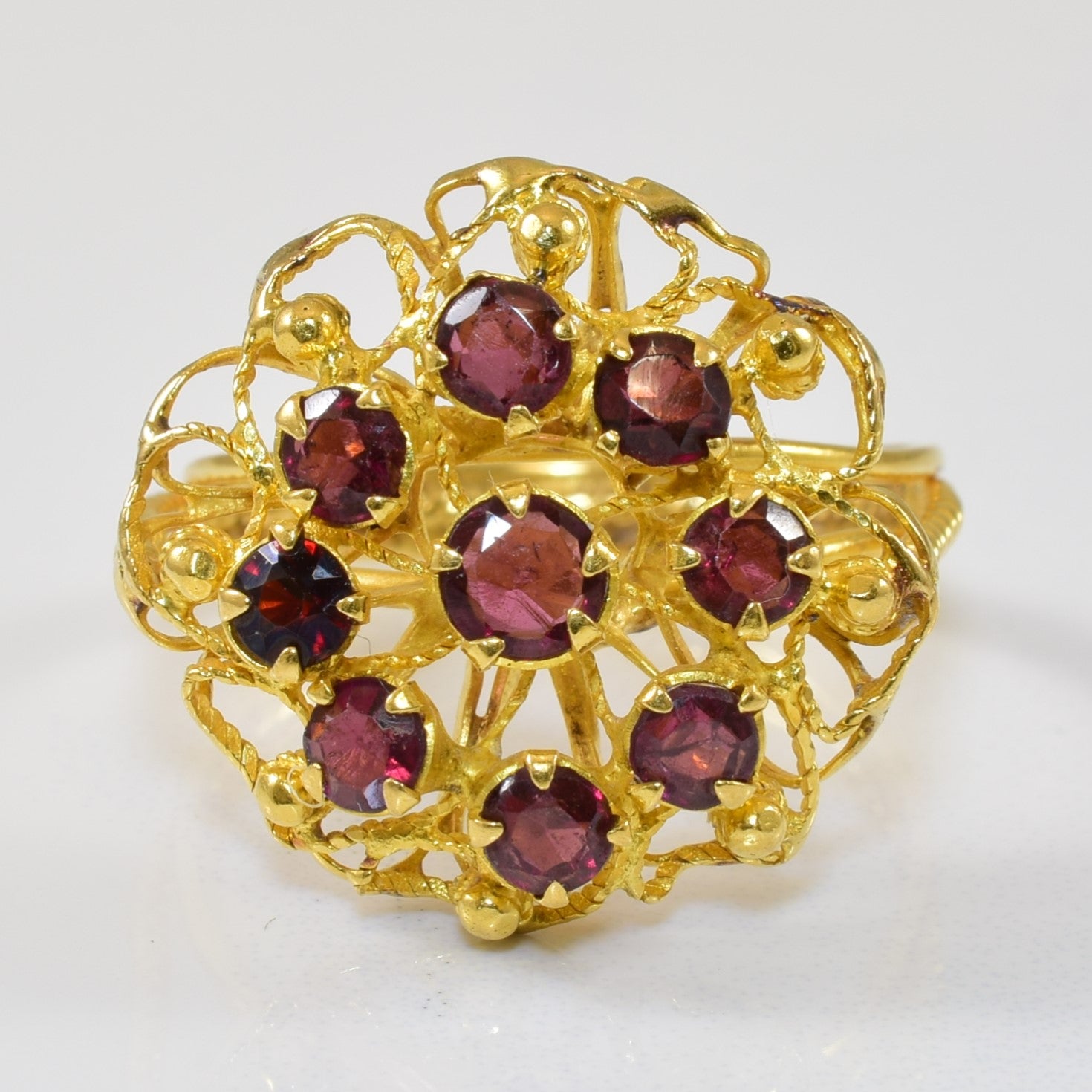 Garnet Filigree Cocktail Ring | 2.00ctw | SZ 9.5 |