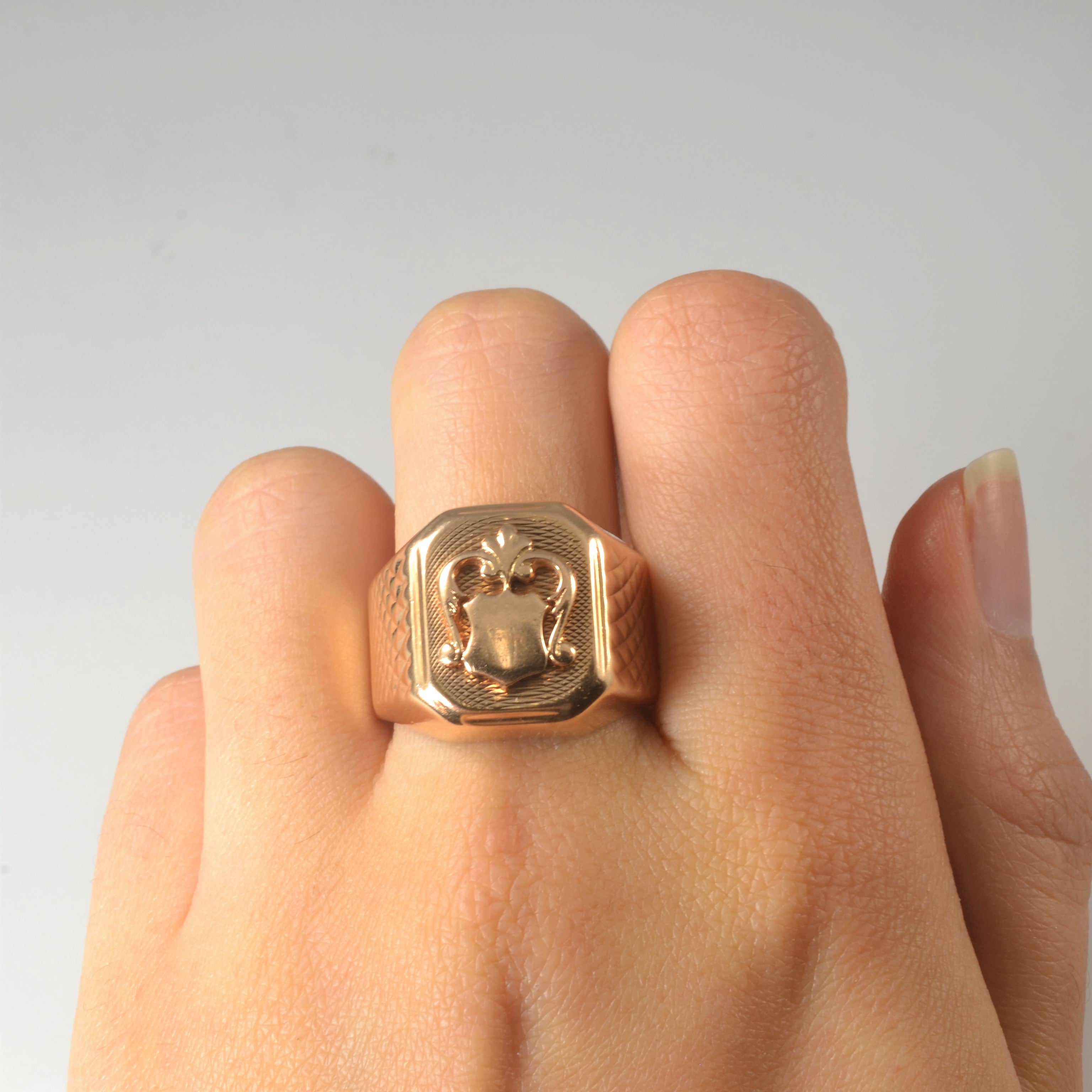 14k Rose Gold Signet Shield Ring | SZ 11.5 |