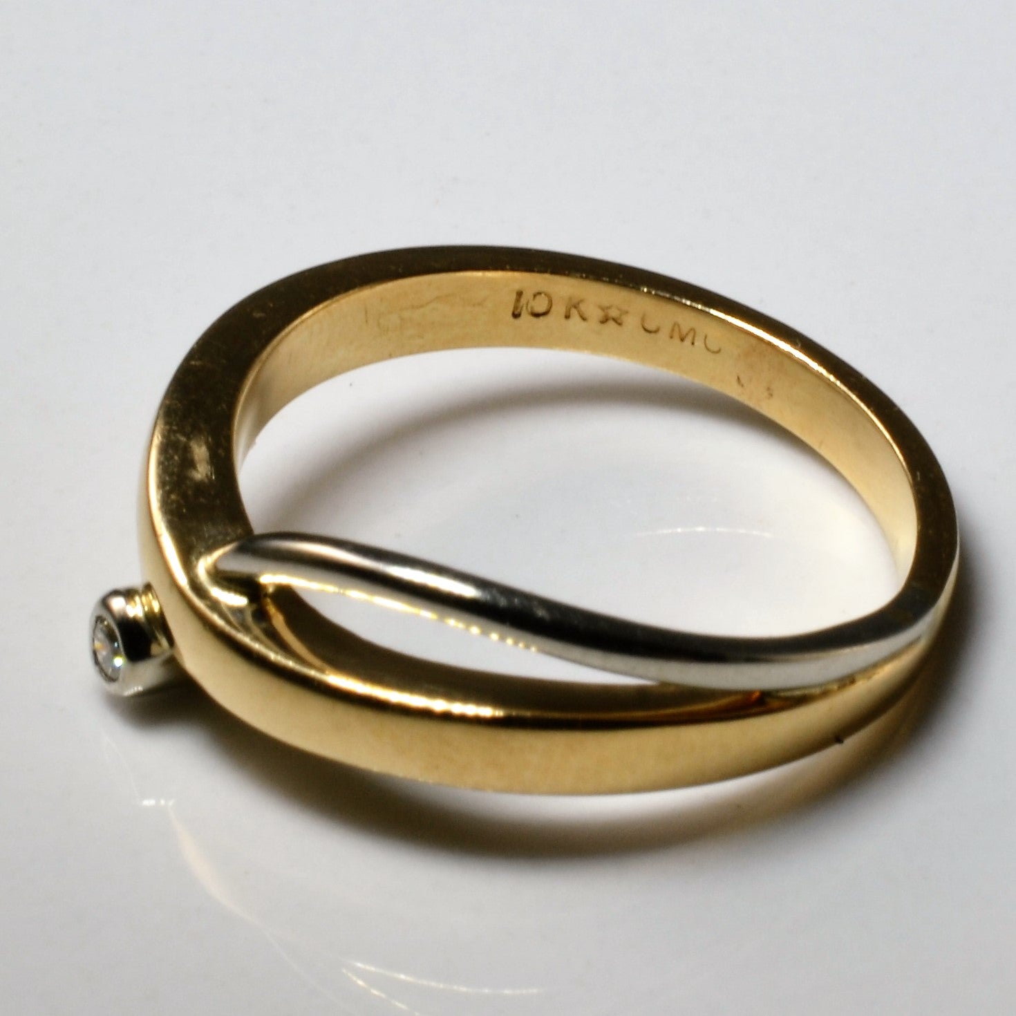 Solitaire Two Tone Bypass Ring | 0.03ct | SZ 7 |