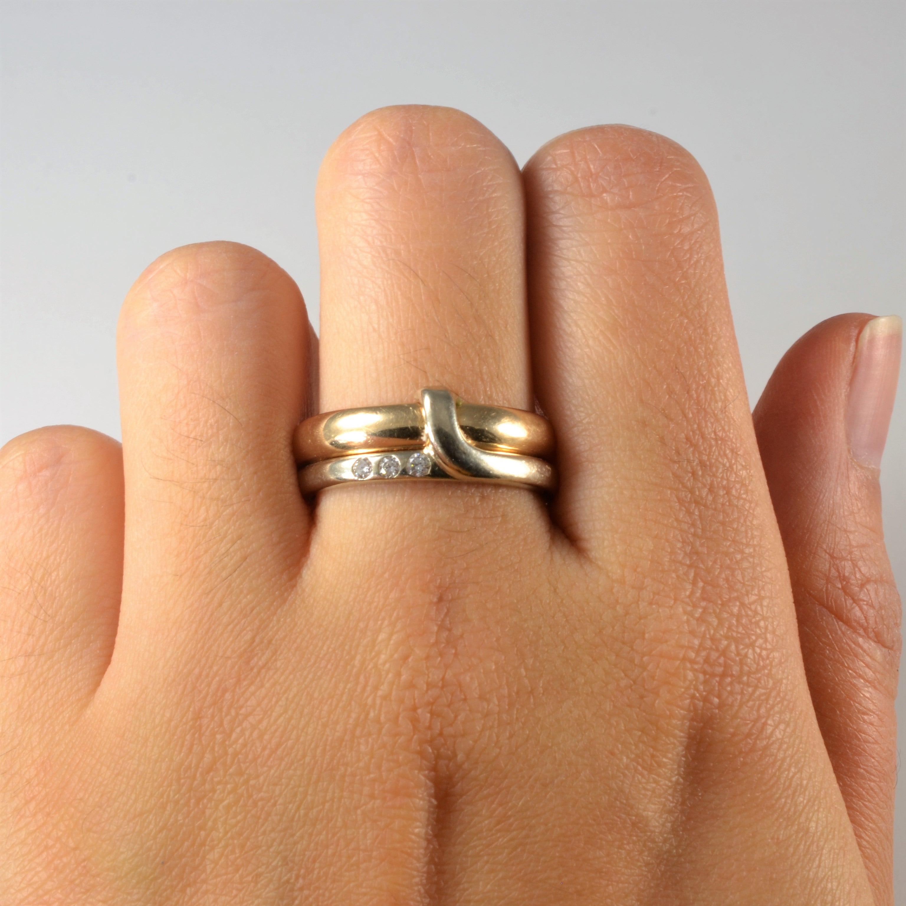 Two Tone Overlay Diamond Band | 0.09ctw | SZ 9.75 |
