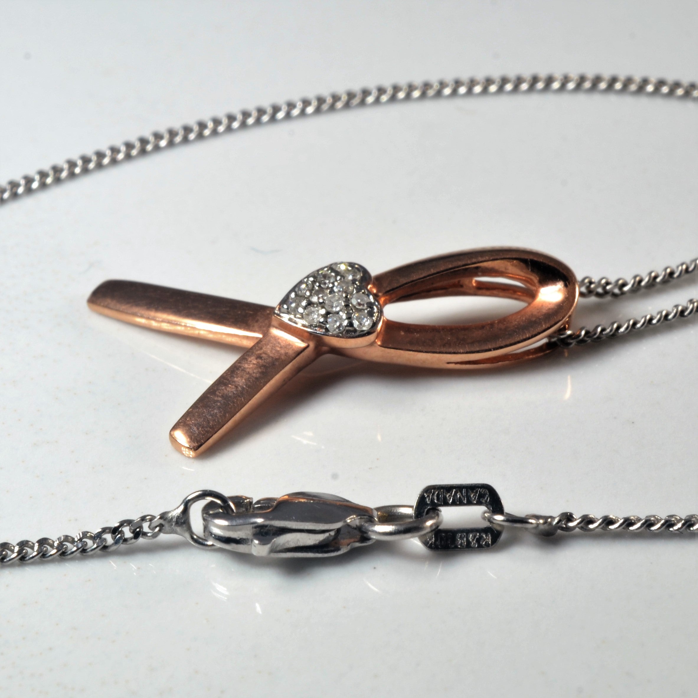 Diamond Cluster Ribbon Necklace | 0.07ctw | 16" |