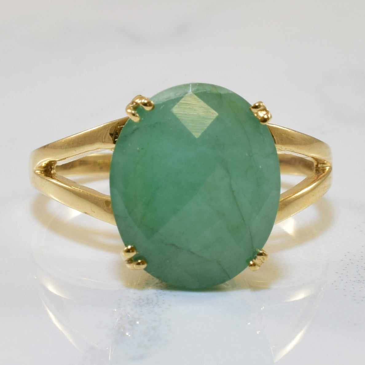 Solitaire Emerald Split Shank Ring | 4.25ct | SZ 6.75 |