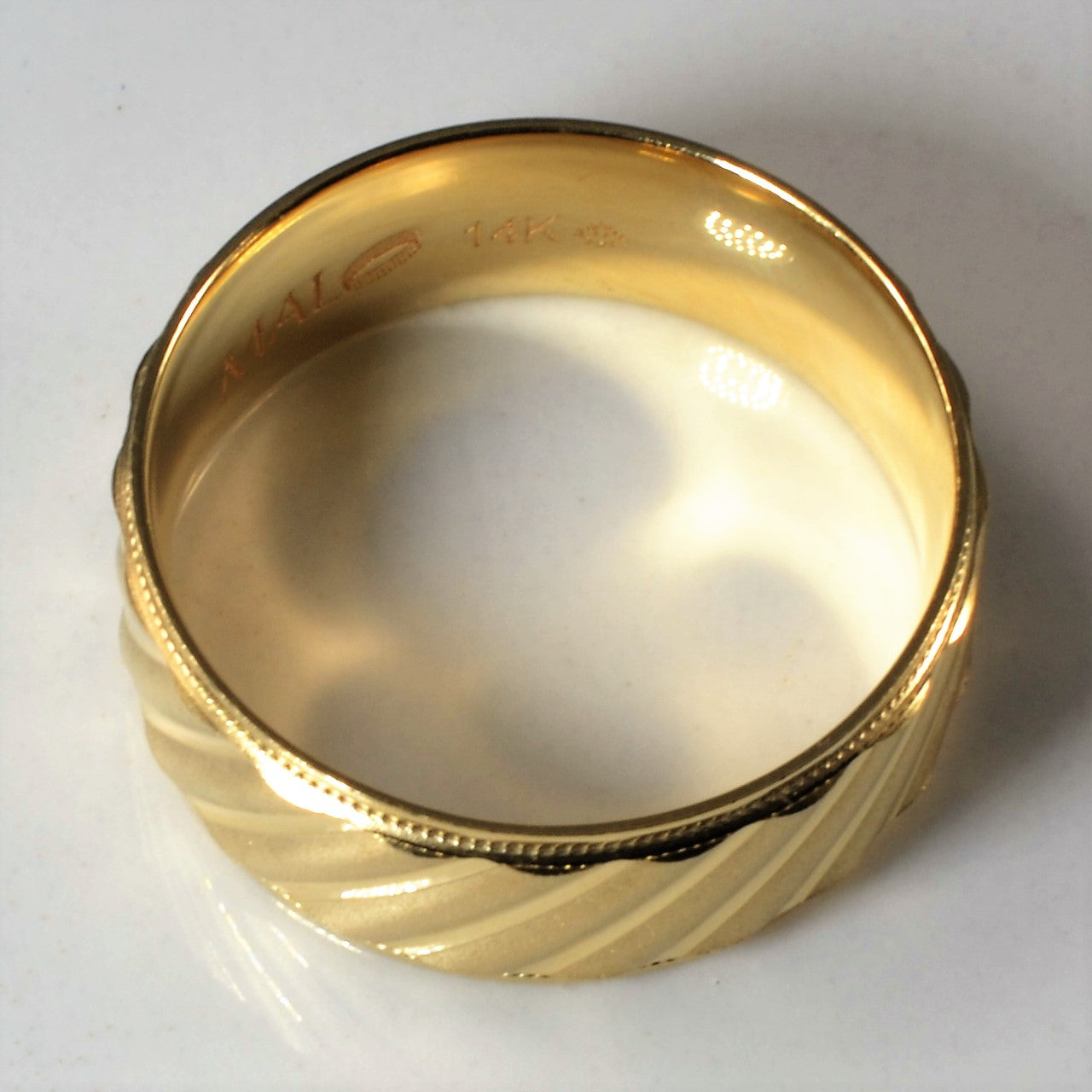 Milgrain Diagonal Patterned Gold Band | SZ 9.75 |