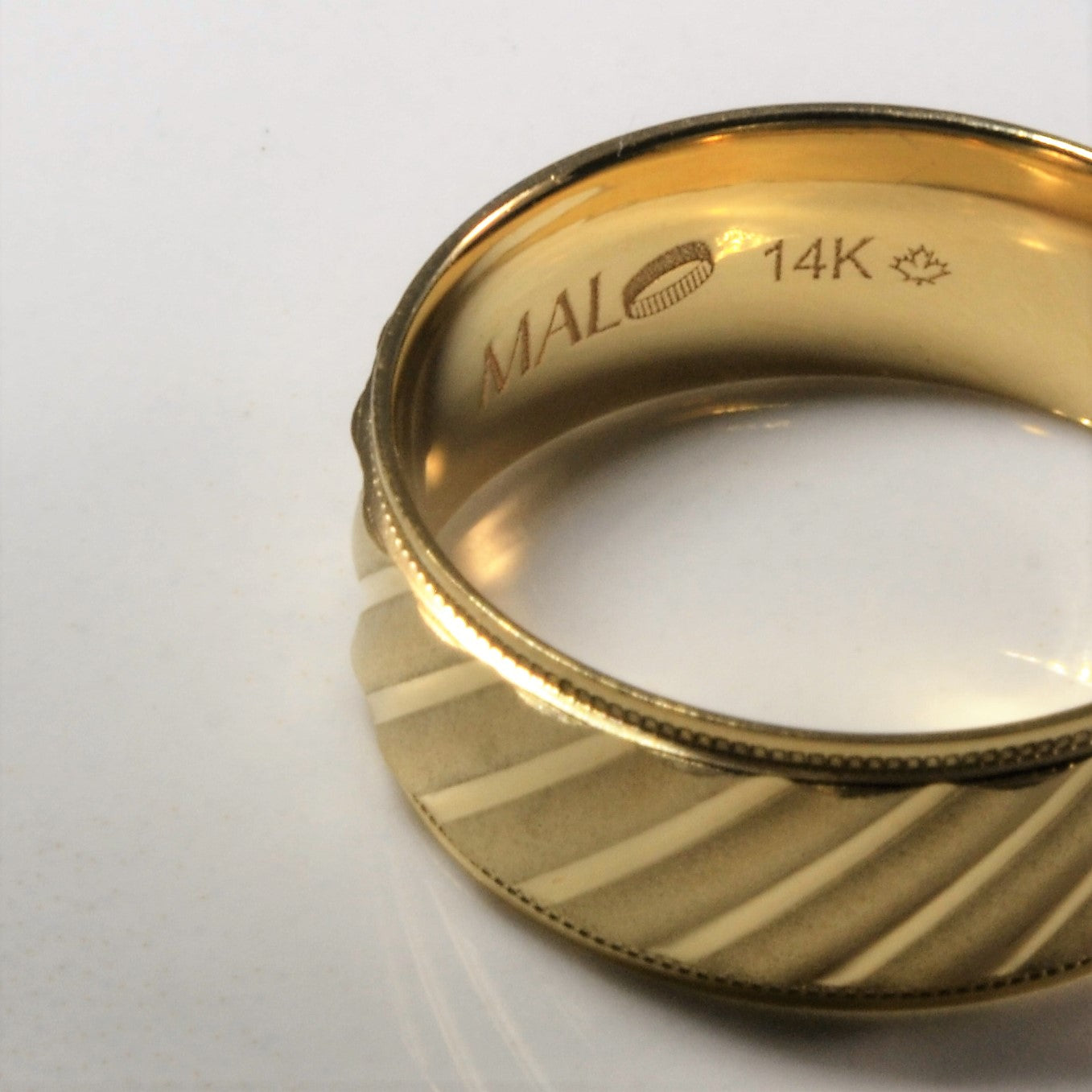 Milgrain Diagonal Patterned Gold Band | SZ 9.75 |