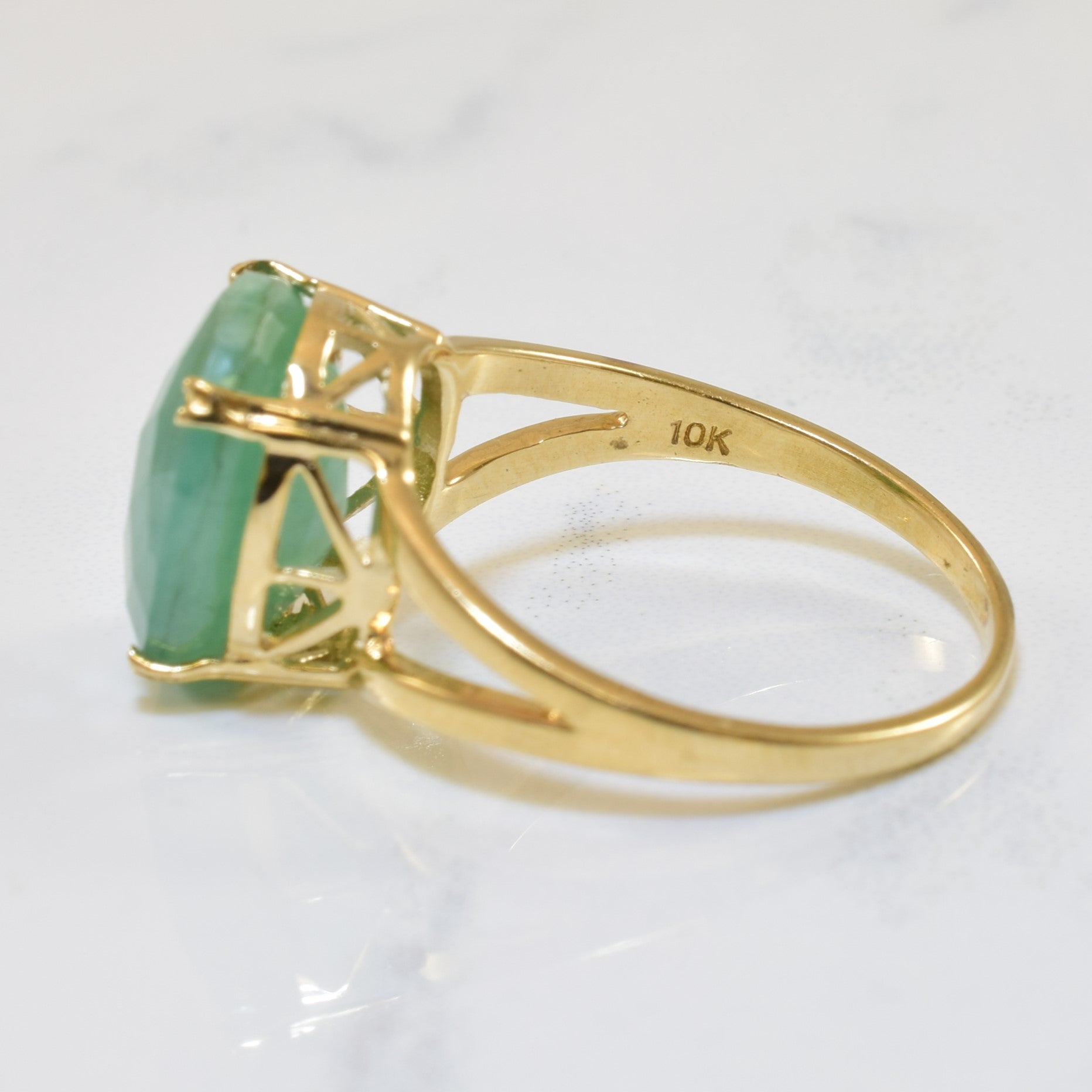 Solitaire Emerald Split Shank Ring | 4.25ct | SZ 6.75 |