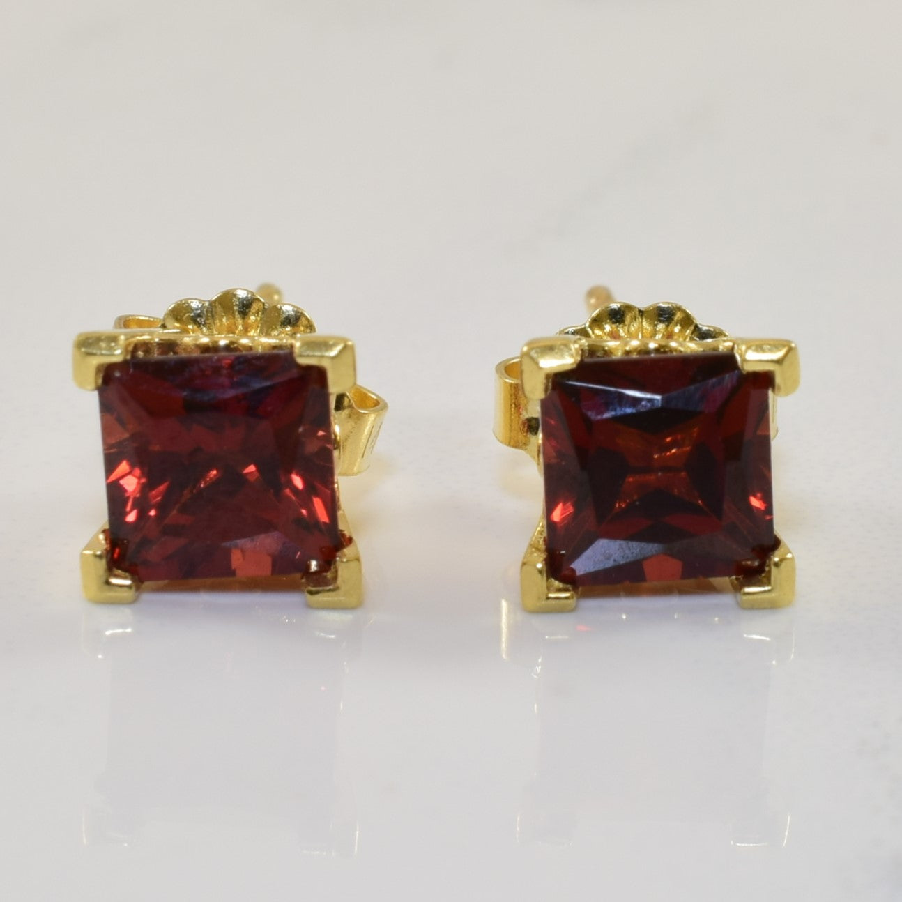 Garnet Filigree Stud Earrings | 1.50ctw |