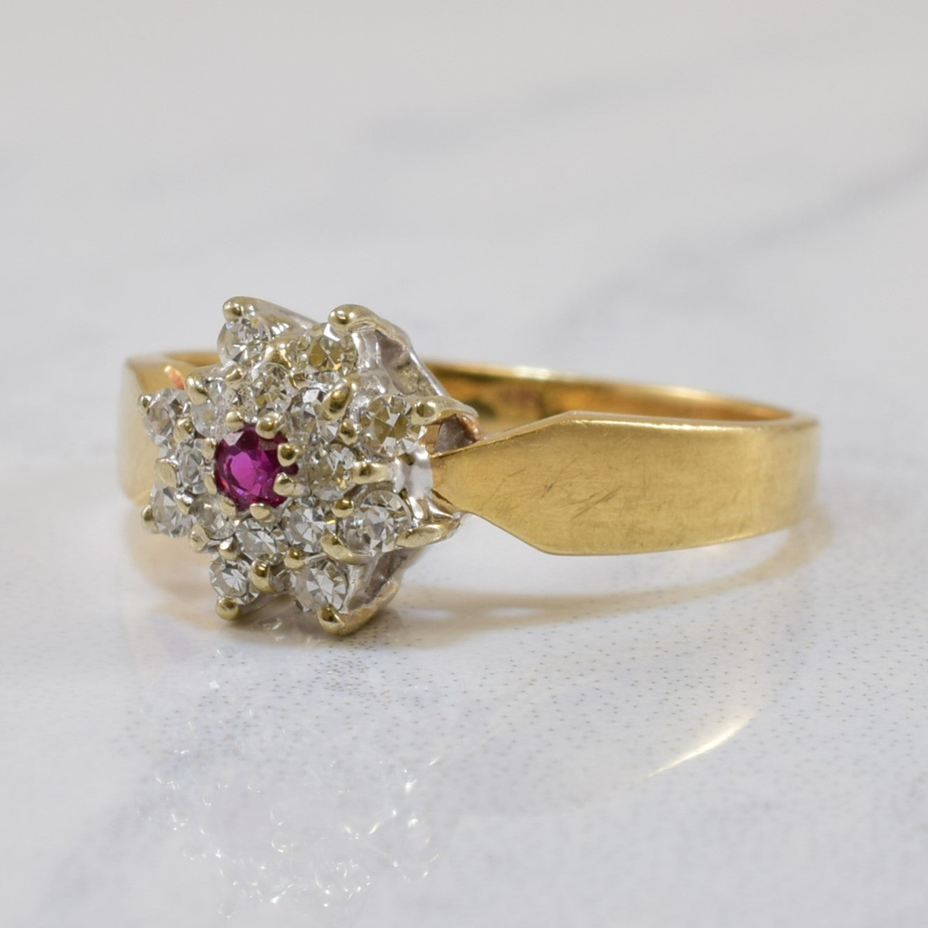 Ruby & Diamond Double Halo Ring | 0.15ctw, 0.04ct | SZ 4.5 |