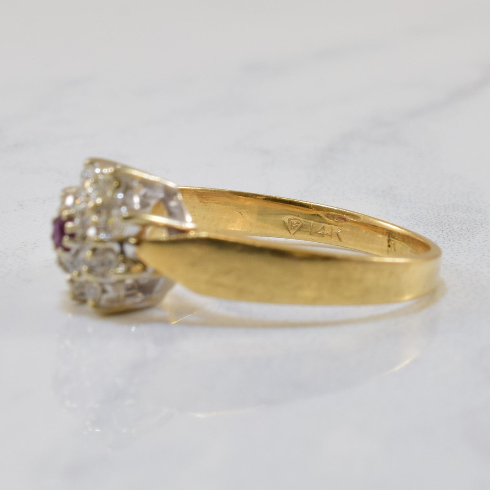 Ruby & Diamond Double Halo Ring | 0.15ctw, 0.04ct | SZ 4.5 |