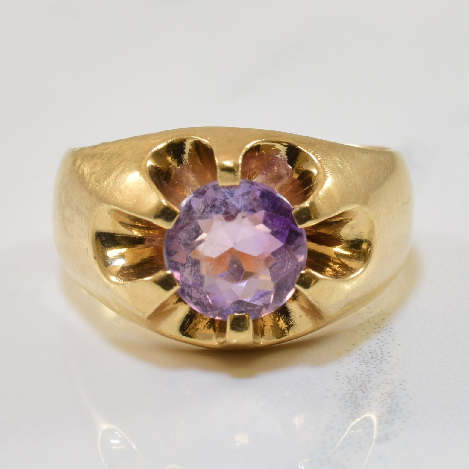 Belcher Solitaire Amethyst Ring | 1.00ct | SZ 6 |