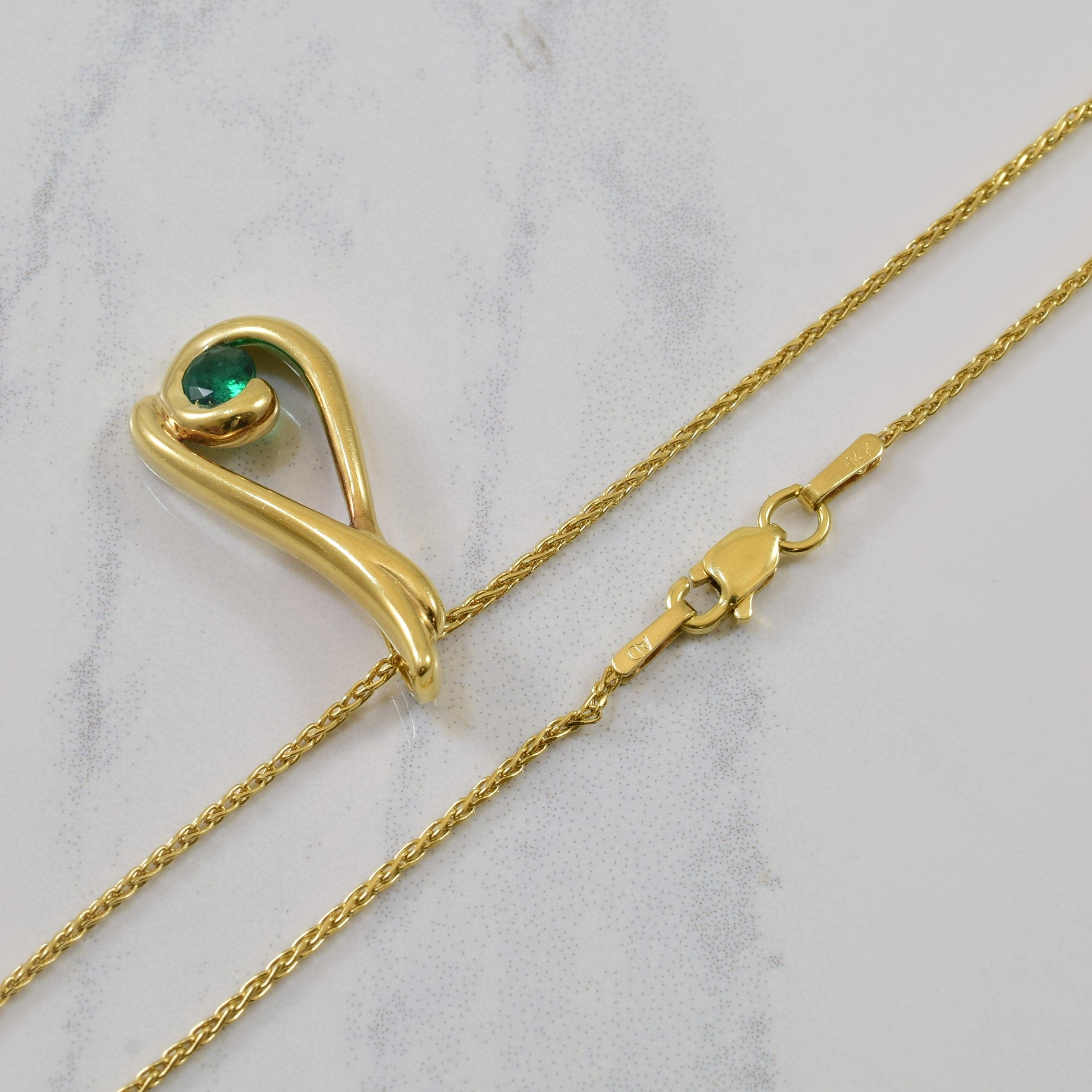 Emerald Bypass Drop Necklace | 0.20ct | 19" |