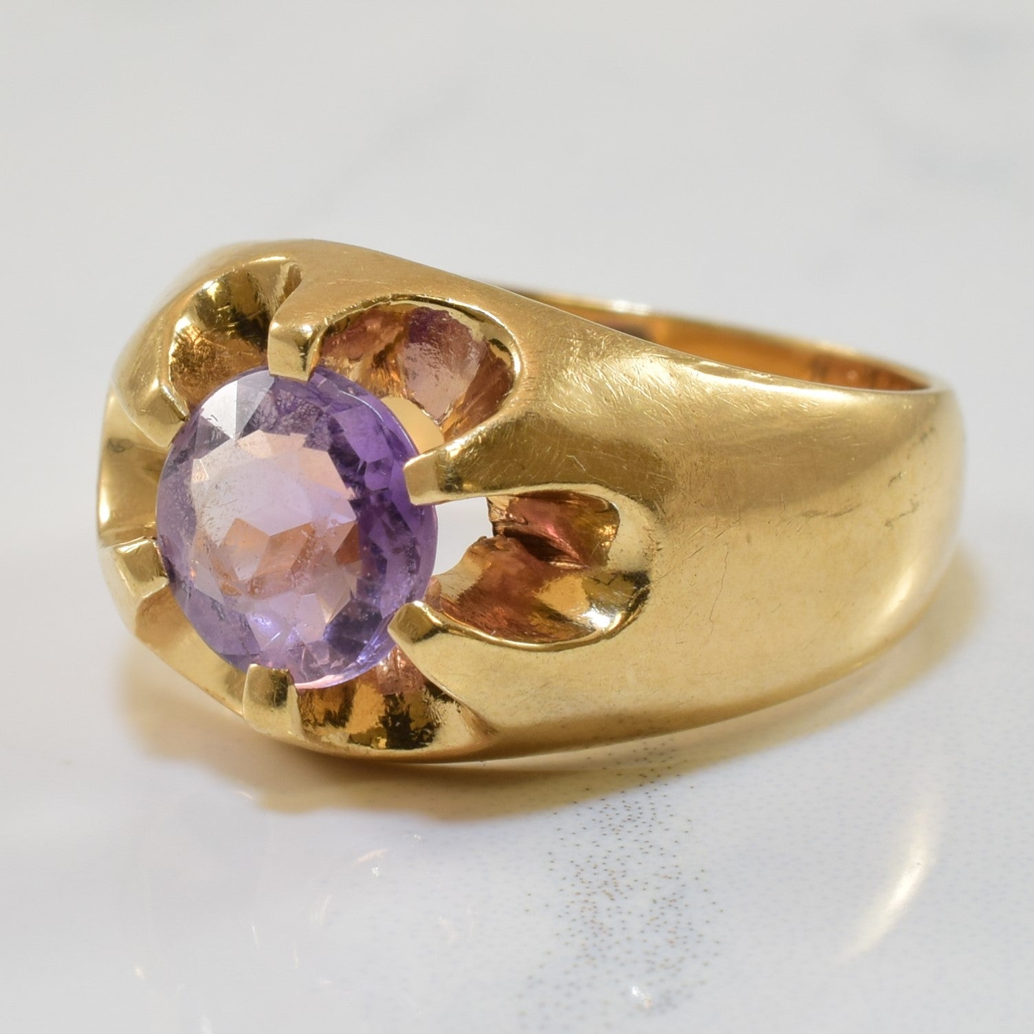 Belcher Solitaire Amethyst Ring | 1.00ct | SZ 6 |