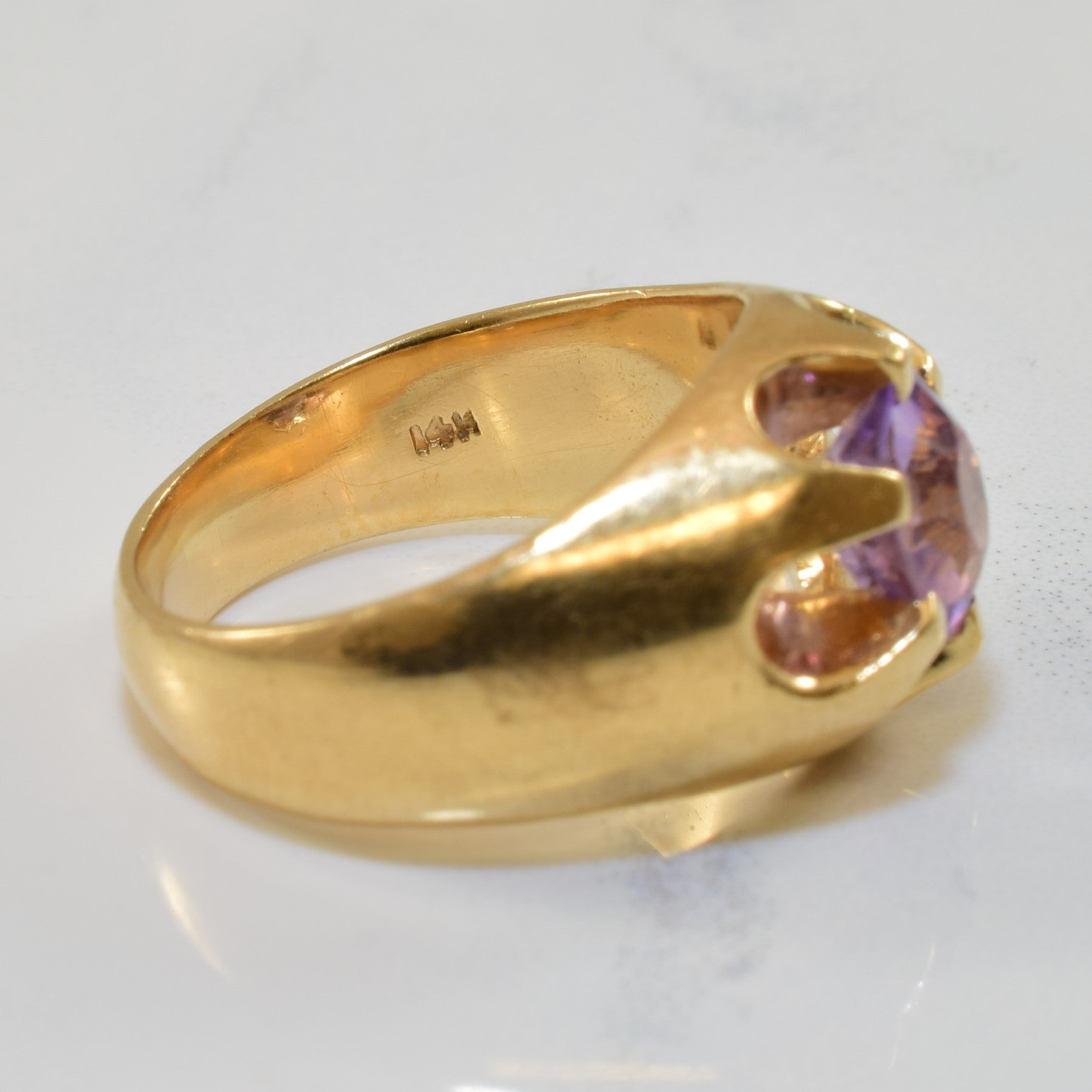 Belcher Solitaire Amethyst Ring | 1.00ct | SZ 6 |