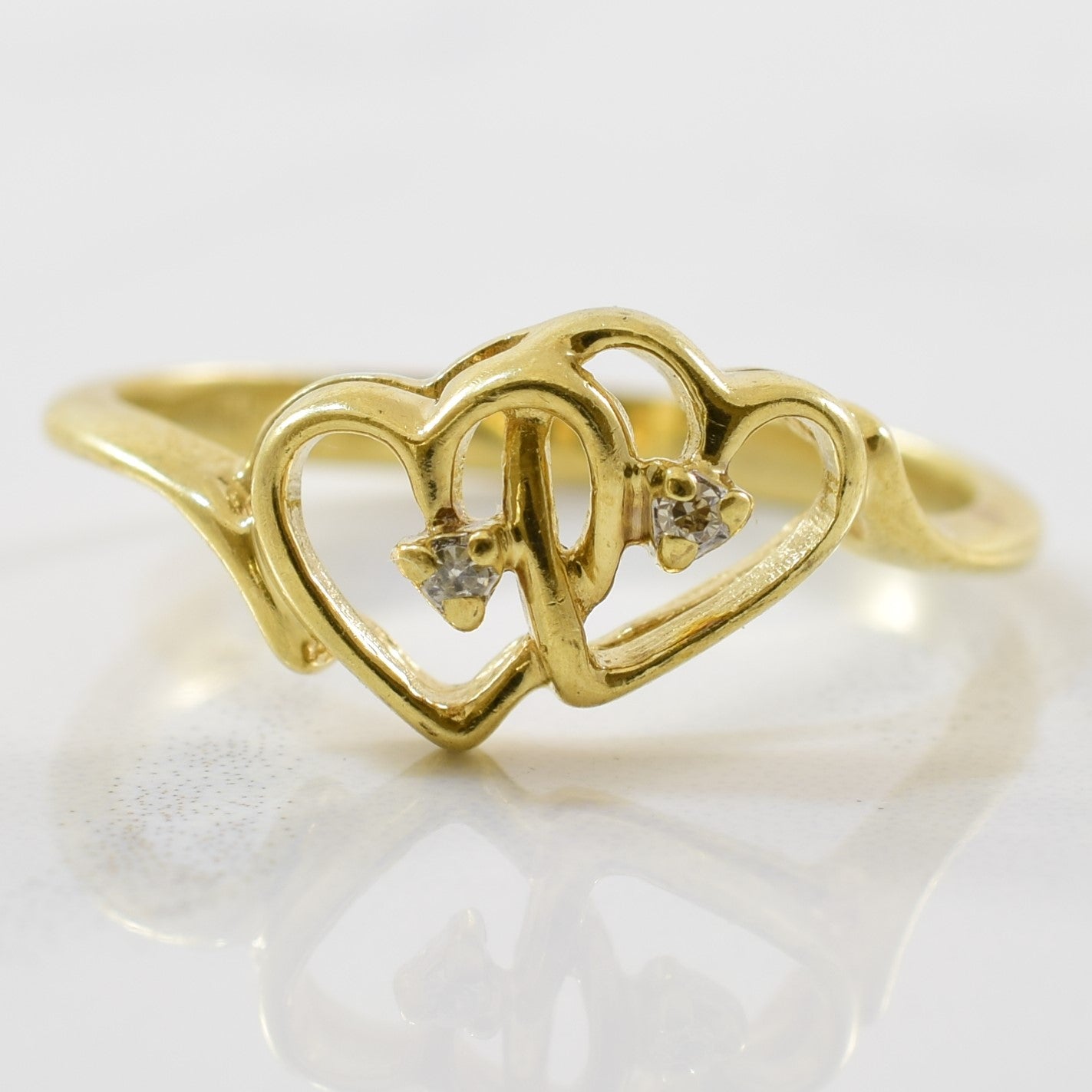 Interlocking Diamond Hearts Ring | 0.01ctw | SZ 6.5 |