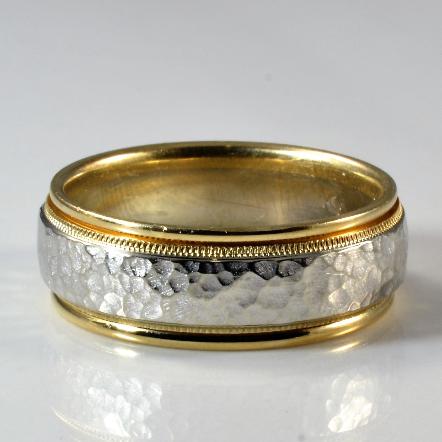 Milgrain Detail Two Tone Gold Band | SZ 10.75 |