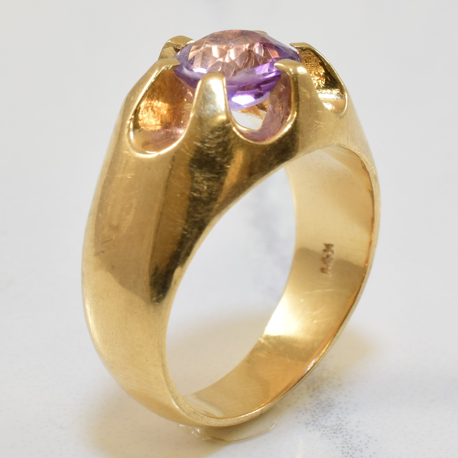 Belcher Solitaire Amethyst Ring | 1.00ct | SZ 6 |