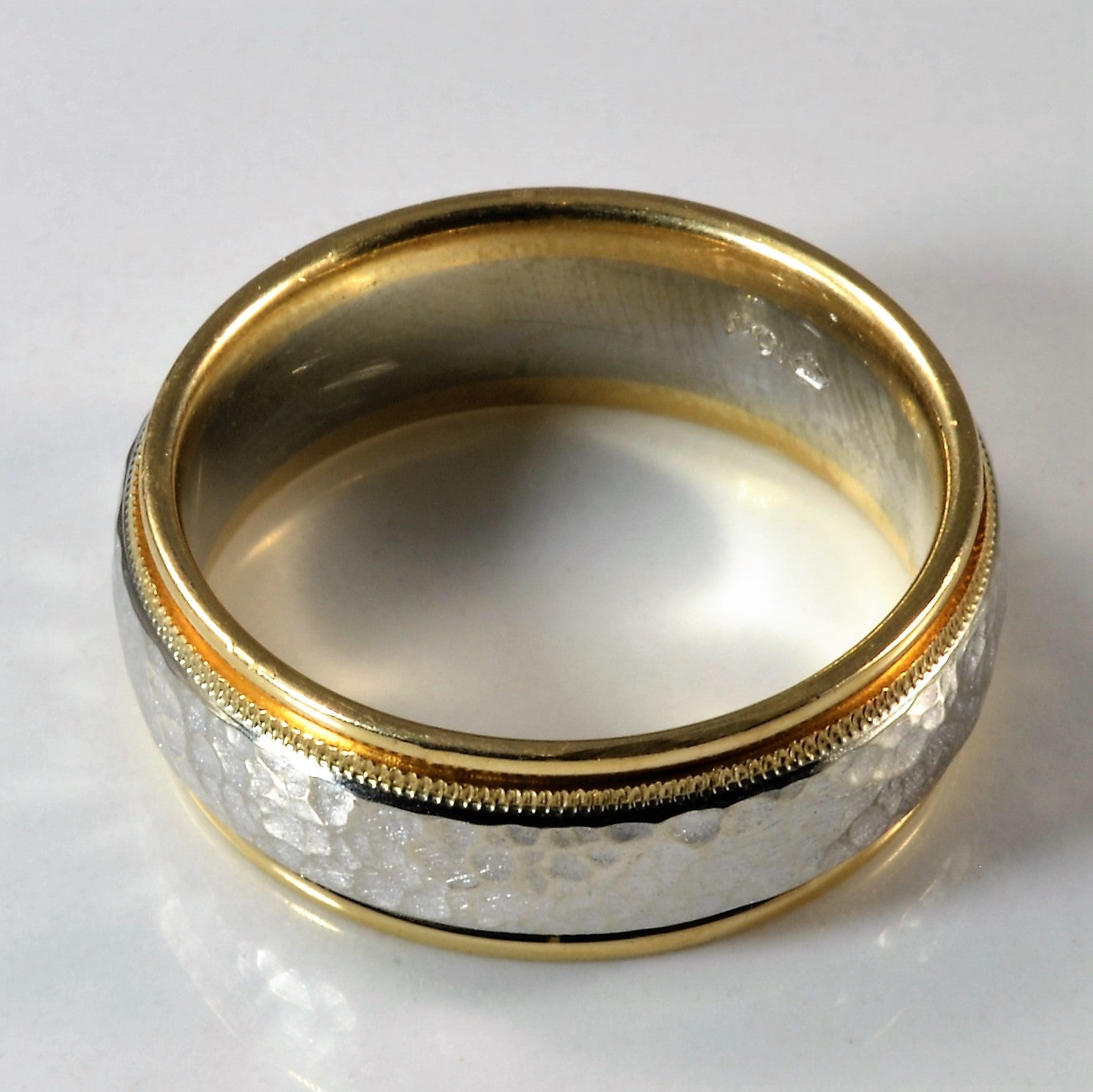 Milgrain Detail Two Tone Gold Band | SZ 10.75 |