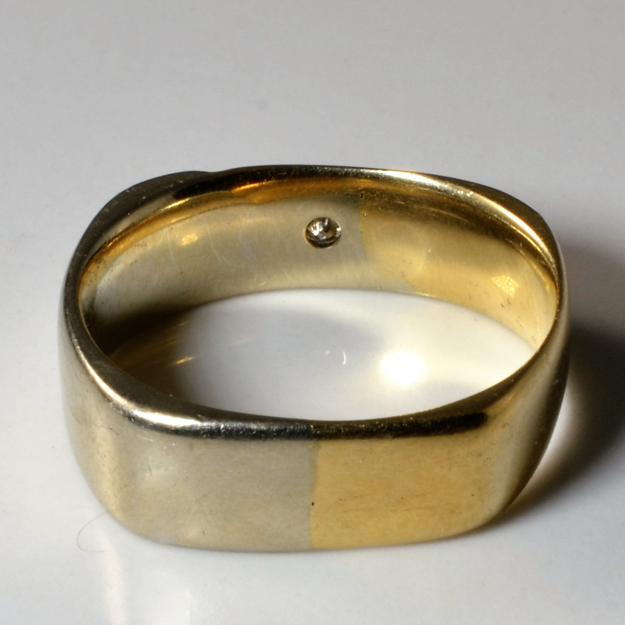 Two Tone Soft Square Diamond Band | 0.06ct | SZ 8 |