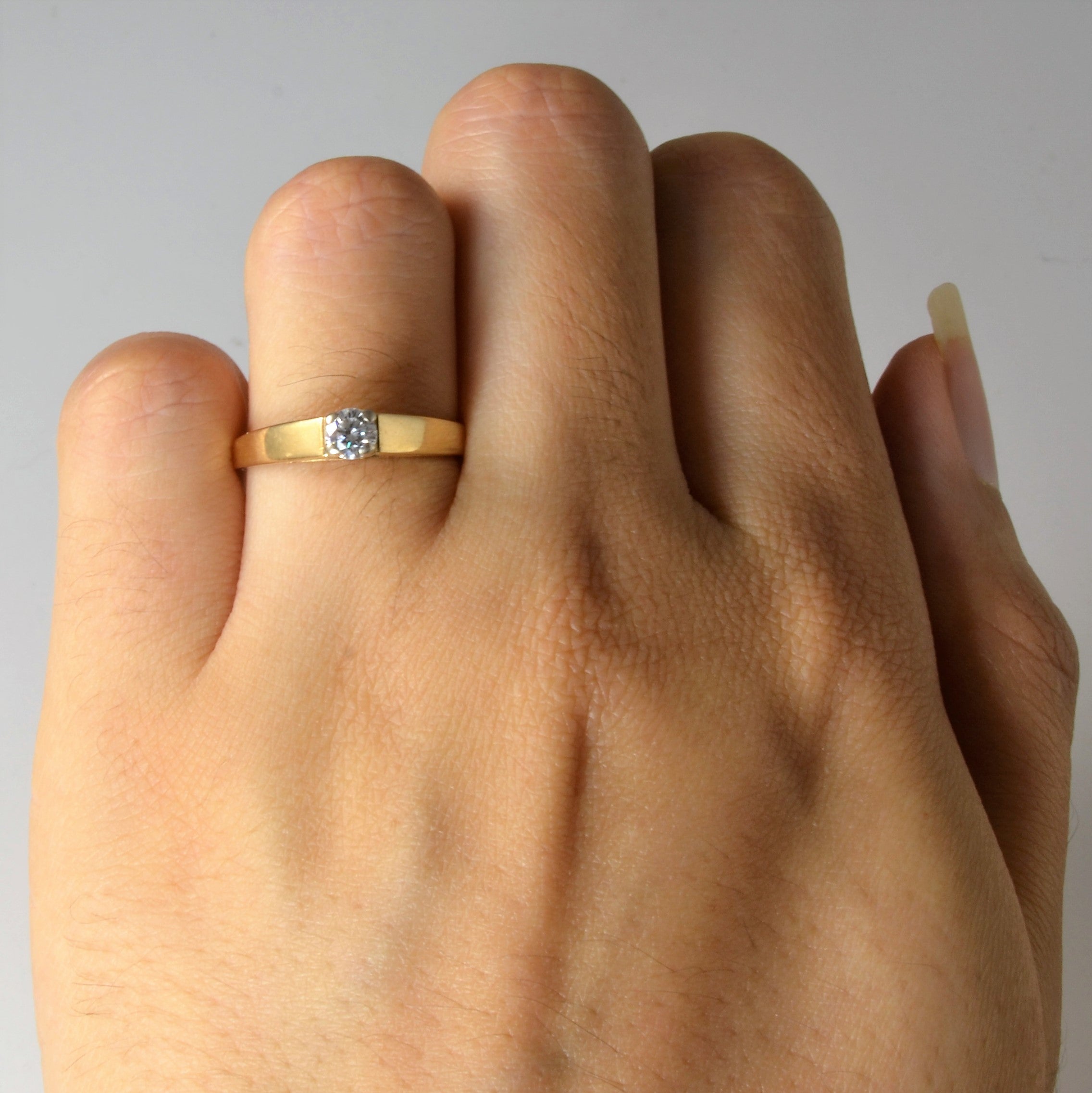 Bague solitaire en or jaune avec diamant | 0,21 ct | Taille 6,25 |