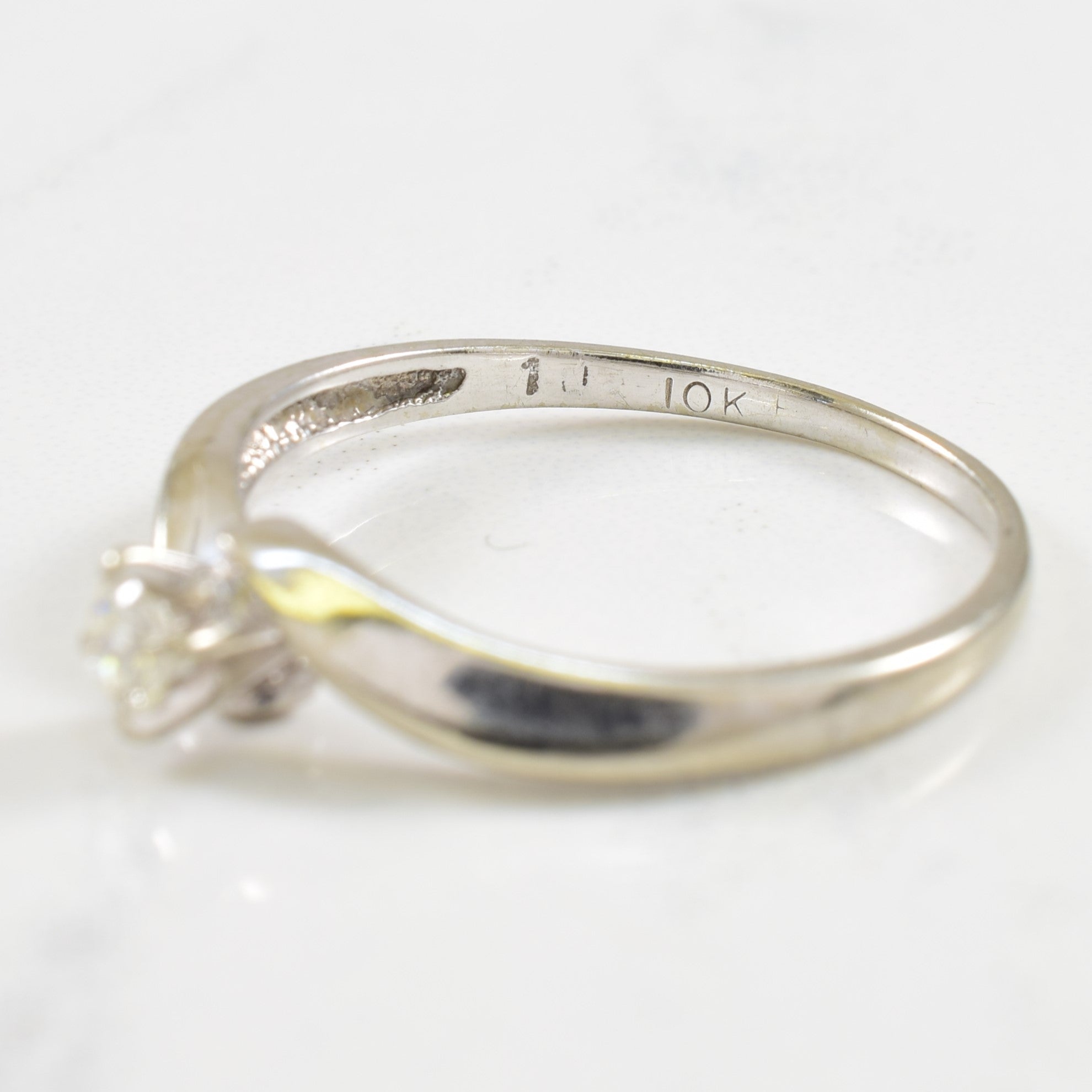Solitaire Diamond Bypass Ring | 0.10ct | SZ 7 |