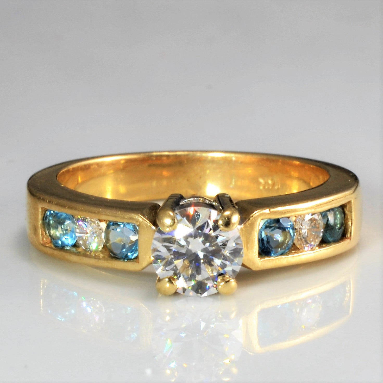 Diamond & Topaz Engagement Ring | 0.52ctw, 0.28ctw | VS2, I | SZ 6.5 |