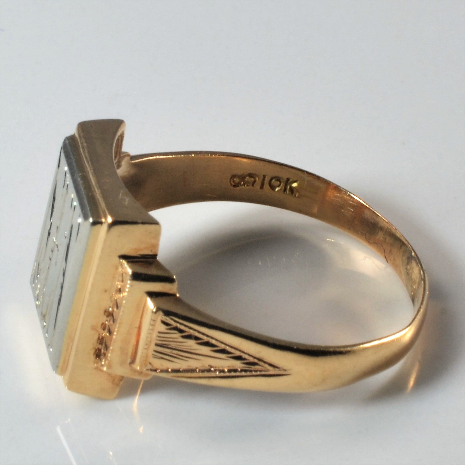 Initial 'MCN' Two Tone Signet Ring | SZ 9.75 |