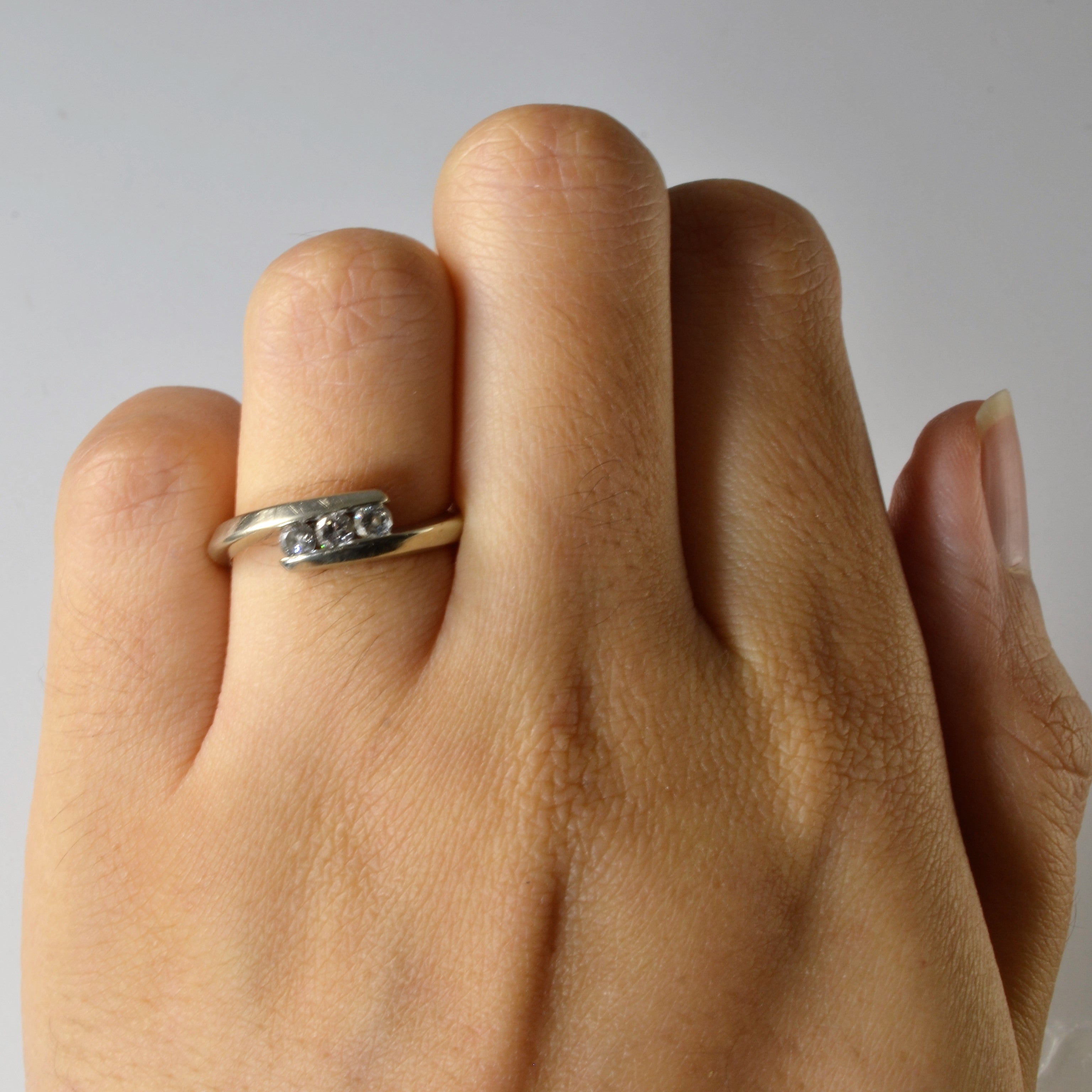 Three Stone Diamond Bypass Ring | 0.24ctw | SZ 5.5 |
