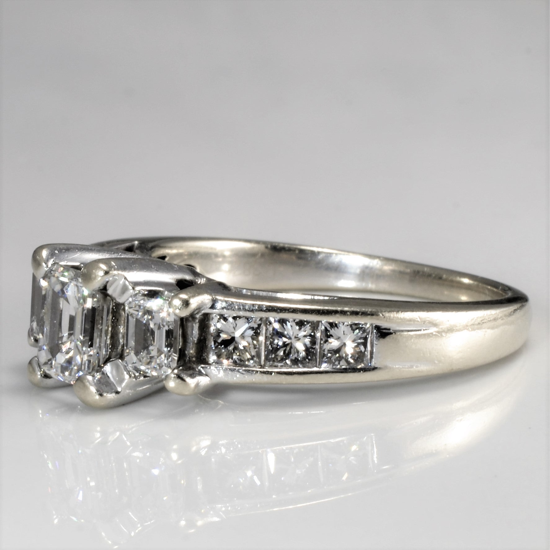 Three Stone Diamond with Accents Engagement Ring Set | 1.84ctw | SZ 8.25 |