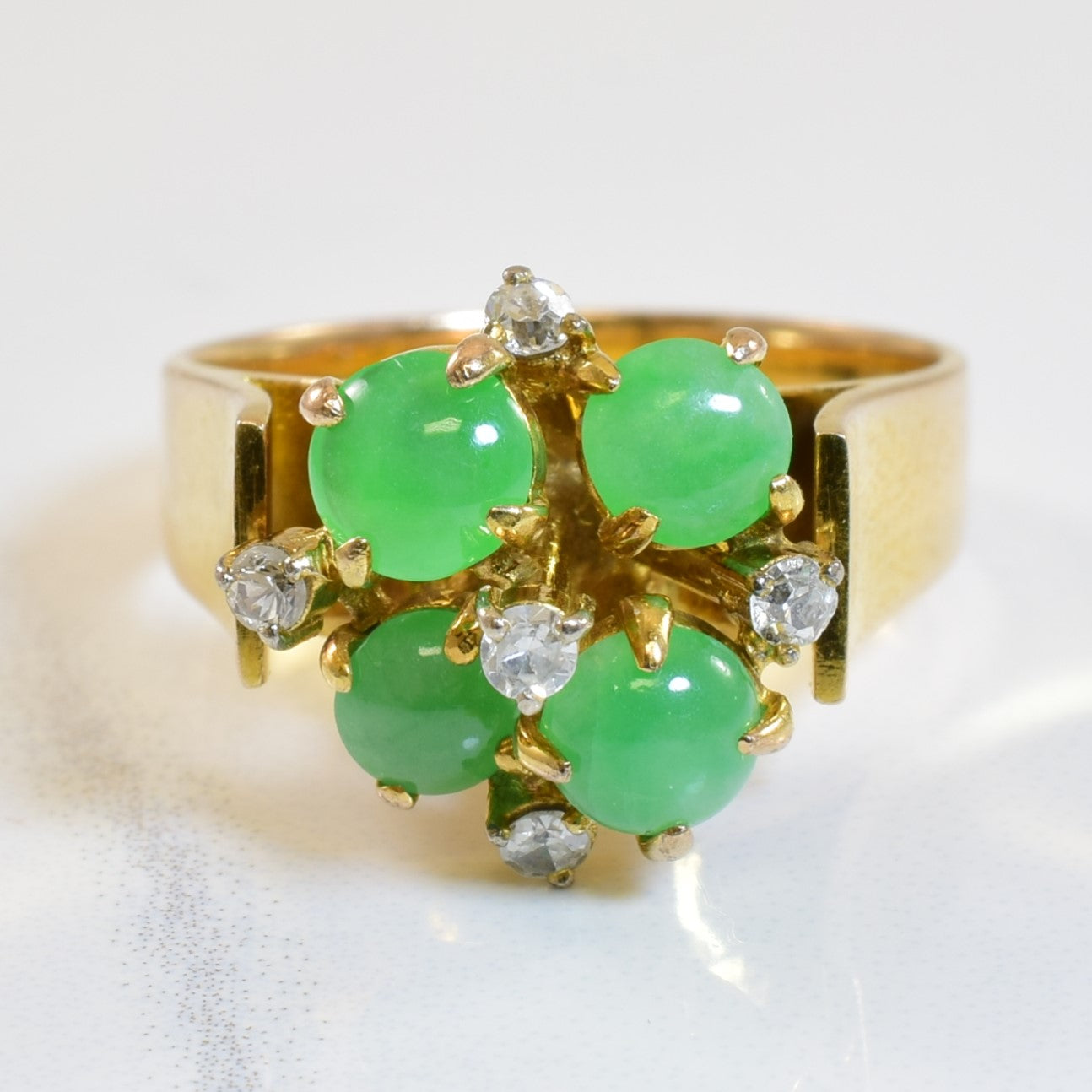 Jadeite & Diamond Cocktail Ring | 1.20ctw, 0.15ctw | SZ 6.75 |