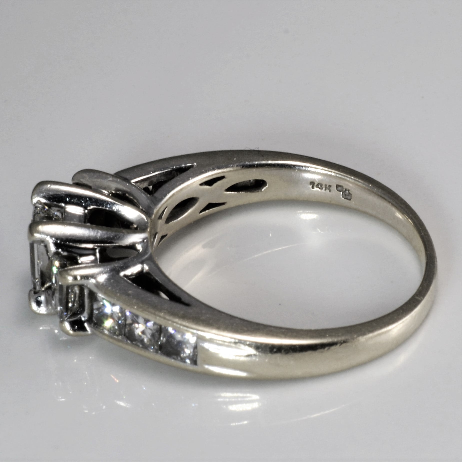 Three Stone Diamond with Accents Engagement Ring Set | 1.84ctw | SZ 8.25 |