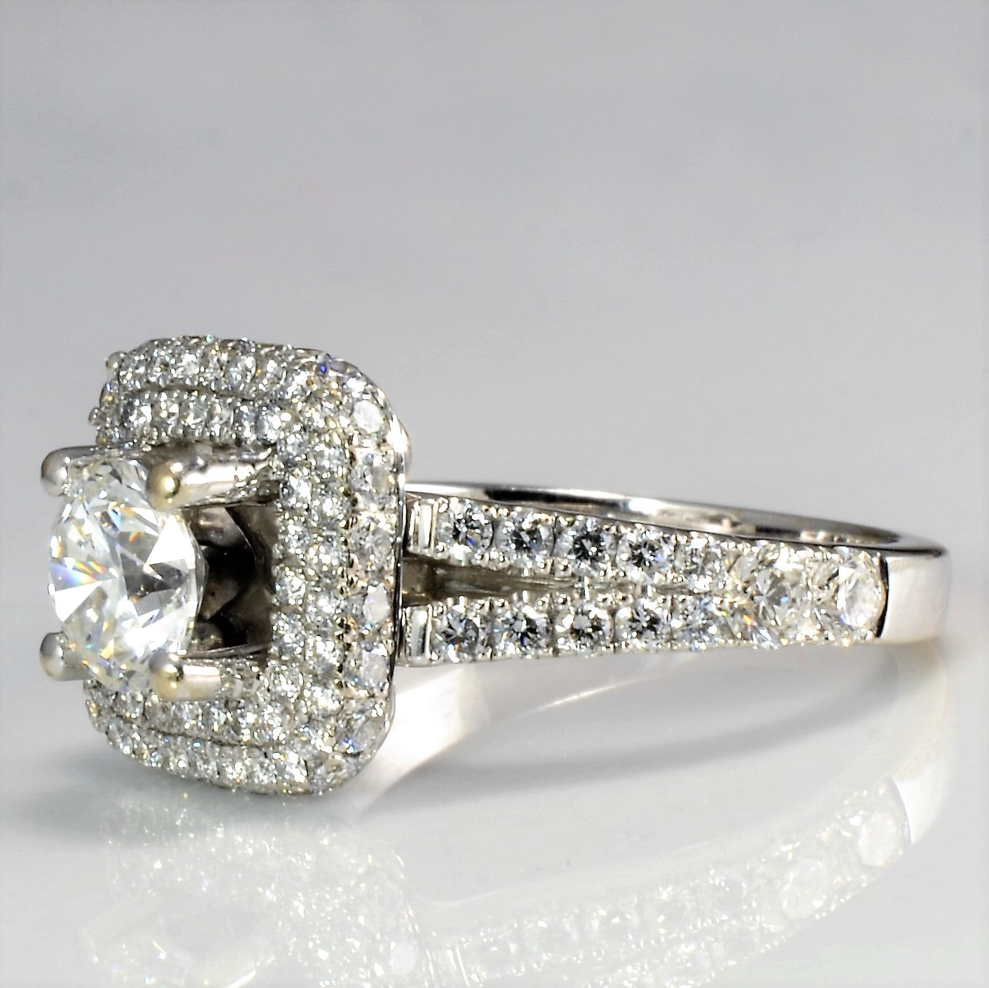 Double Halo GIA Diamond Engagement Ring | 1.65 ctw, SZ 5.5 | VS1, H |