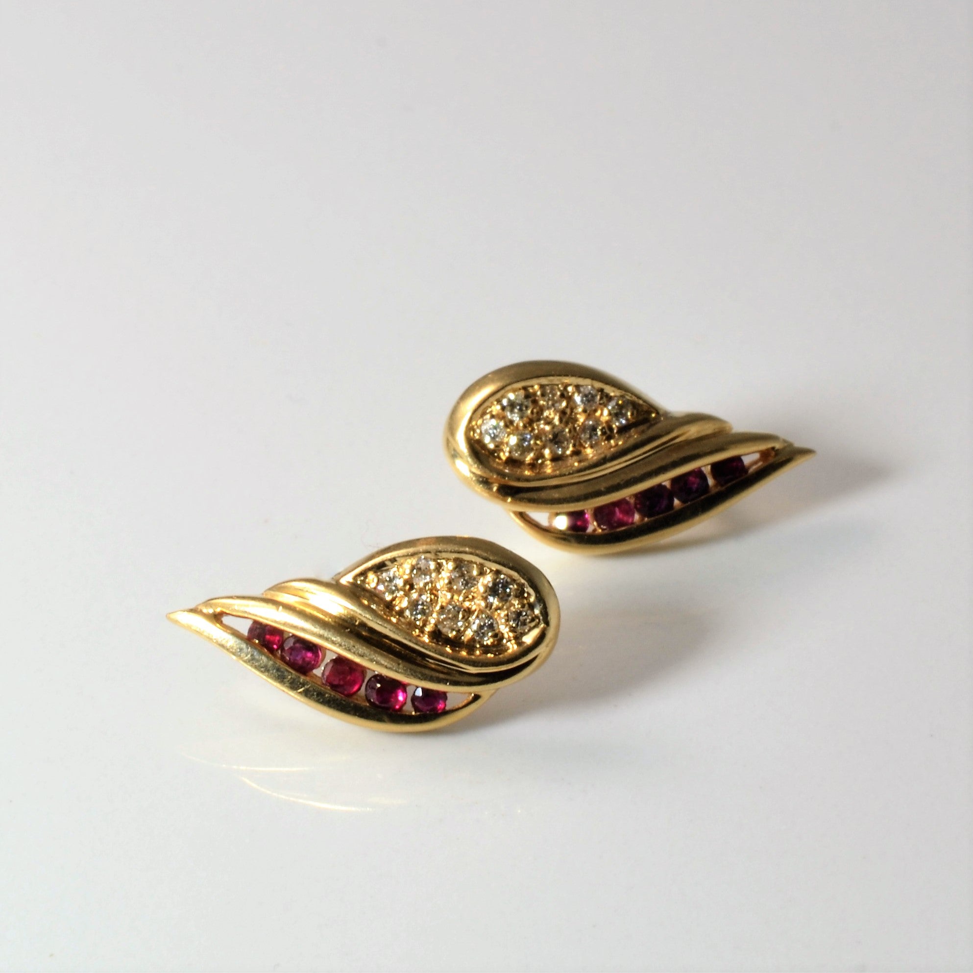 Tear Drop Ruby & Diamond Stud Earrings | 0.12ctw, 0.20ctw |